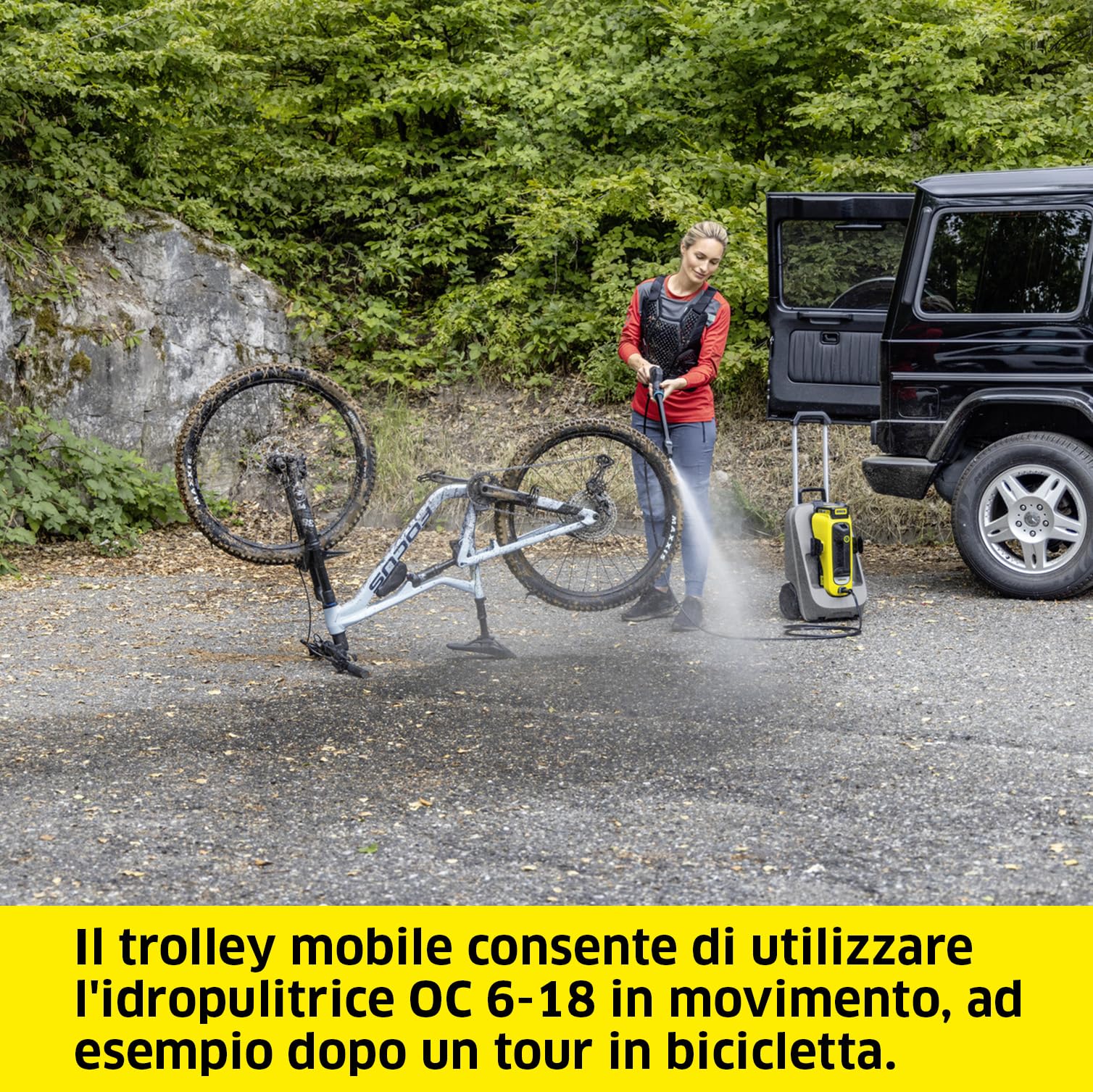 Kärcher Trolley serbatoio d'acqua mobile WT 12l, con grandi ruote e manico telescopico, completamente impermeabile, accessorio originale per idropulitrice a batteria a media pressione Kärcher OC 6-18