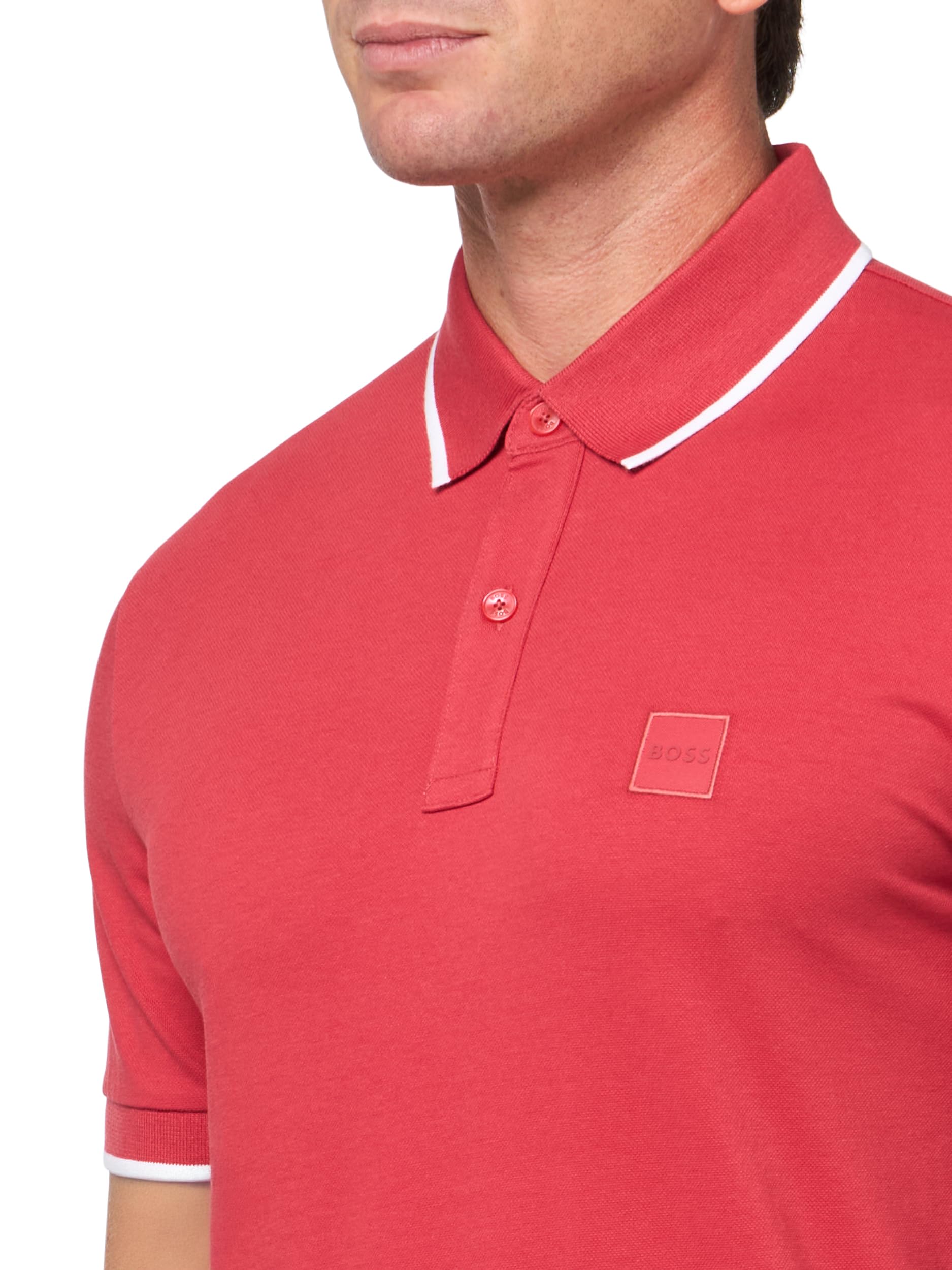 BOSS Men's Square Patch Logo Slim Fit Cotton Polo Shirt