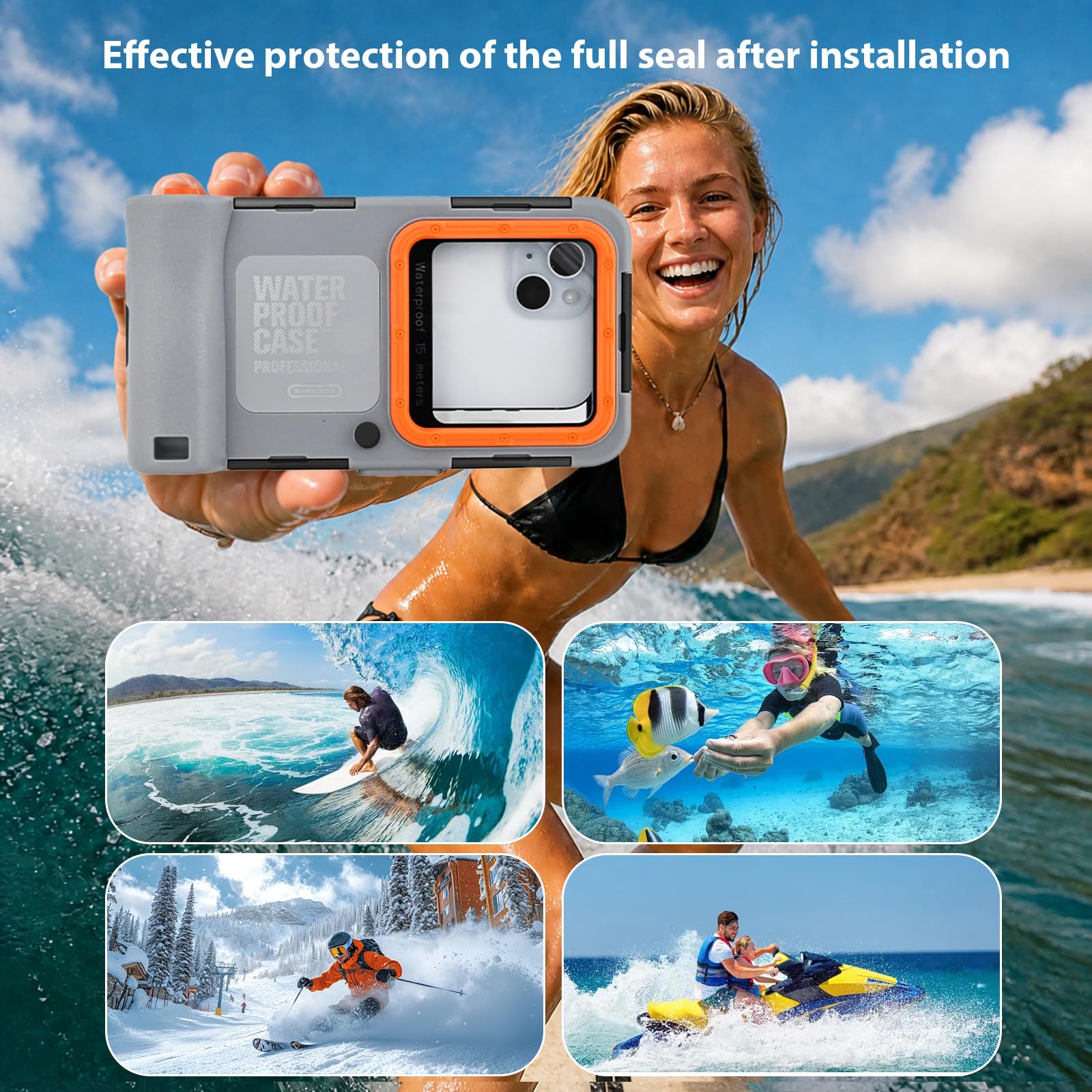 Funda de teléfono subacuática IP68 mejorada para esnórquel, funda impermeable para teléfono | Funda profesional de buceo diseñada para iPhone 7-17 Pro Max/Pro/Plus/Mini, SE 2/3, fotos y videos submarinos