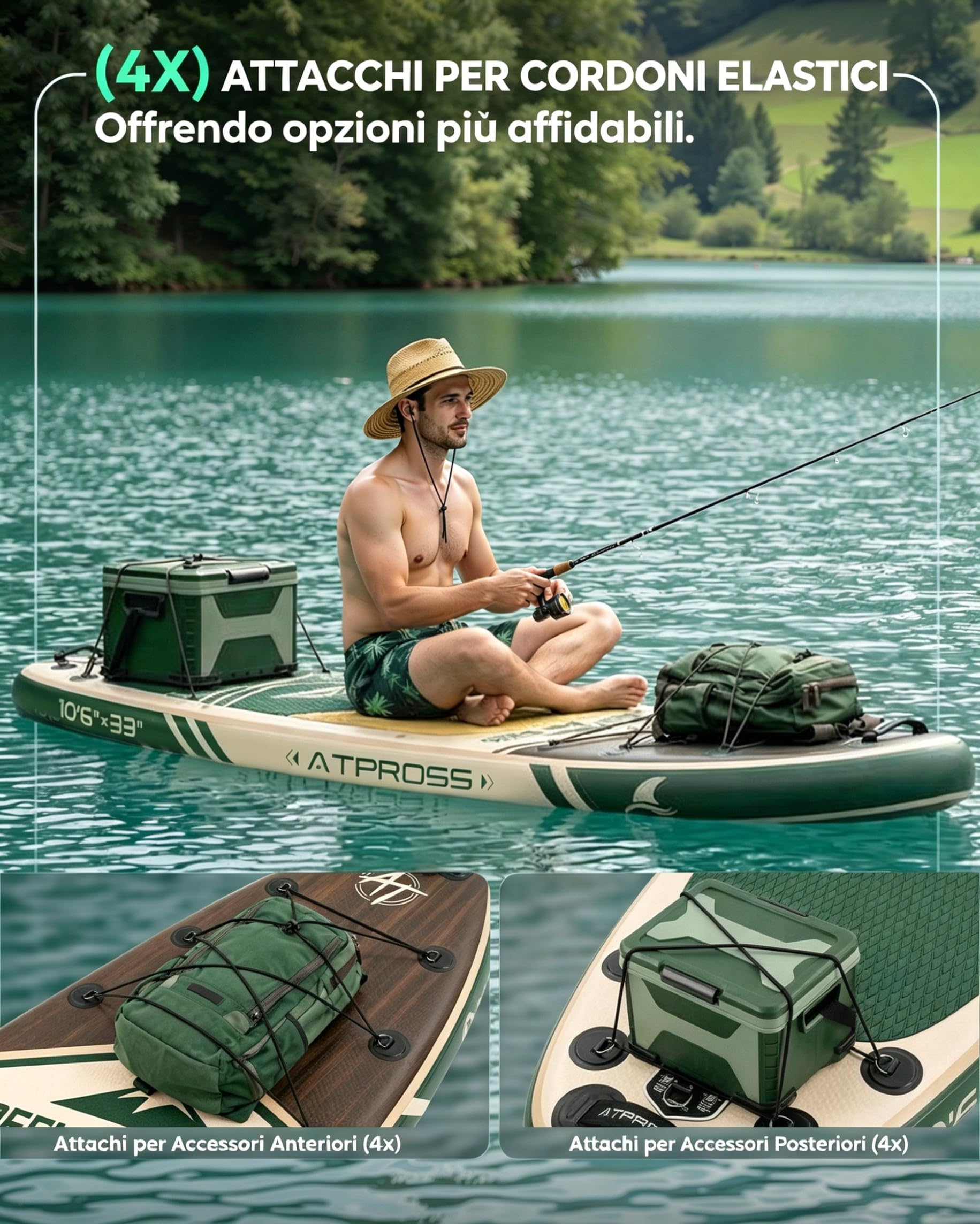 Tavola SUP Gonfiabile con Accessori, 2 Persone | 320 × 84 cm Extra Larga, Portata 200 kg, Stabile e Antiscivolo Per Mare e Surf