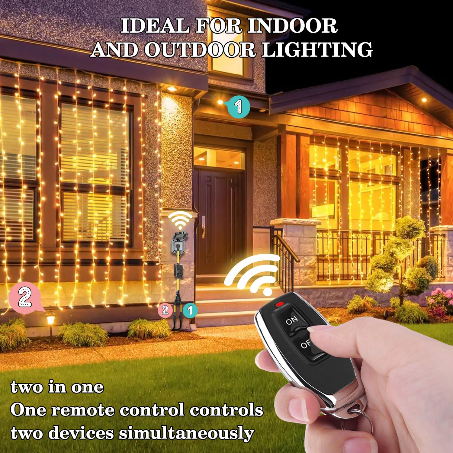 AC110V Outdoor Wireless Remote Control Power Switch AC110V 120V 250V 20A Heavy Duty Weatherproof Smart Outlet Plug with — view 5
