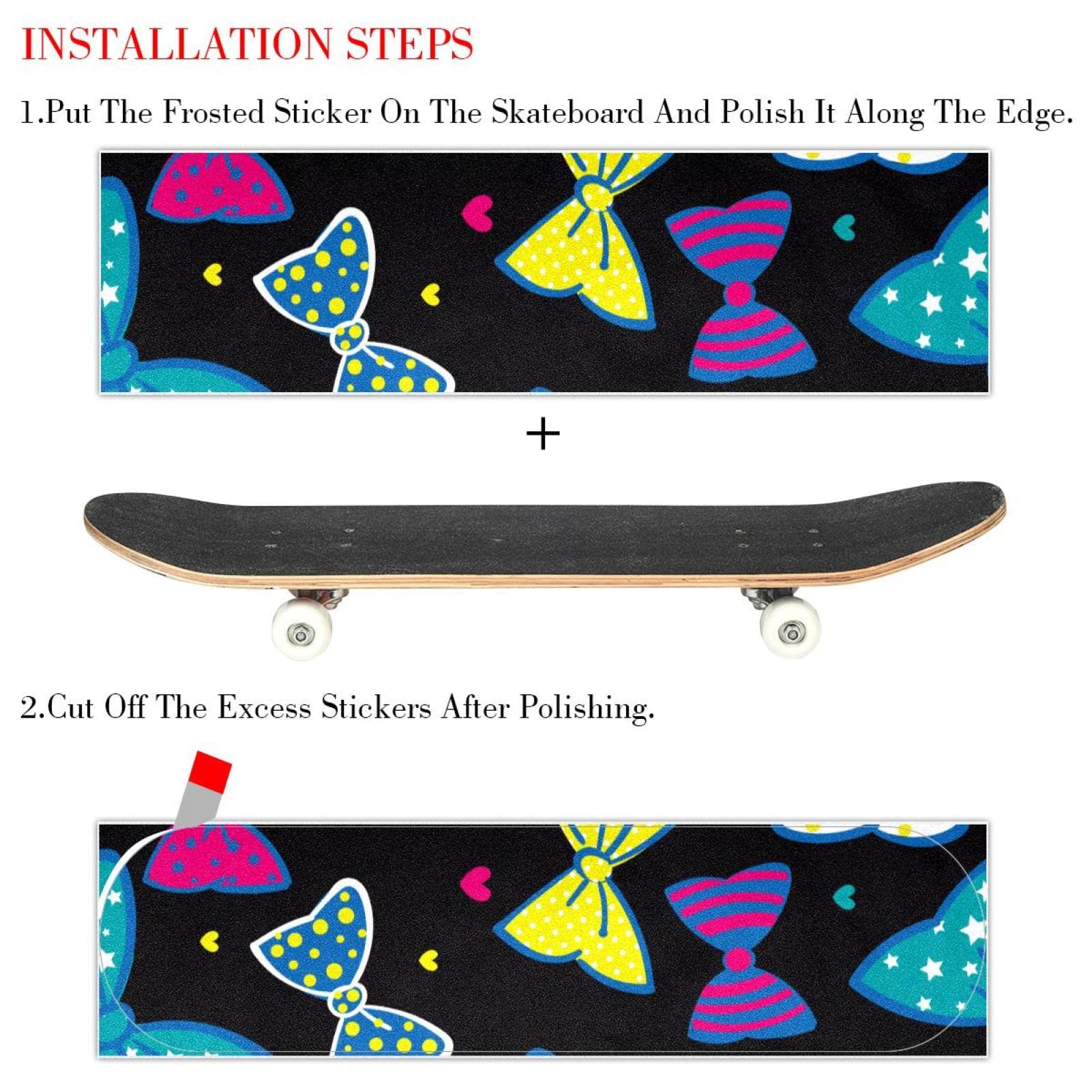 Lot de 2 feuilles de papier abrasif pour planche de skateboard Motif nœuds