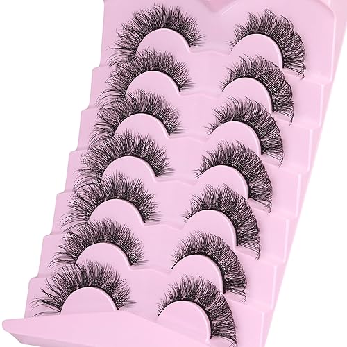 Miniatura 6 de Pestañas postizas finas, pestañas postizas de ojo de gato, efecto racimos, pestañas postizas, paquete de 7 pares de pestañas naturales de 0.71