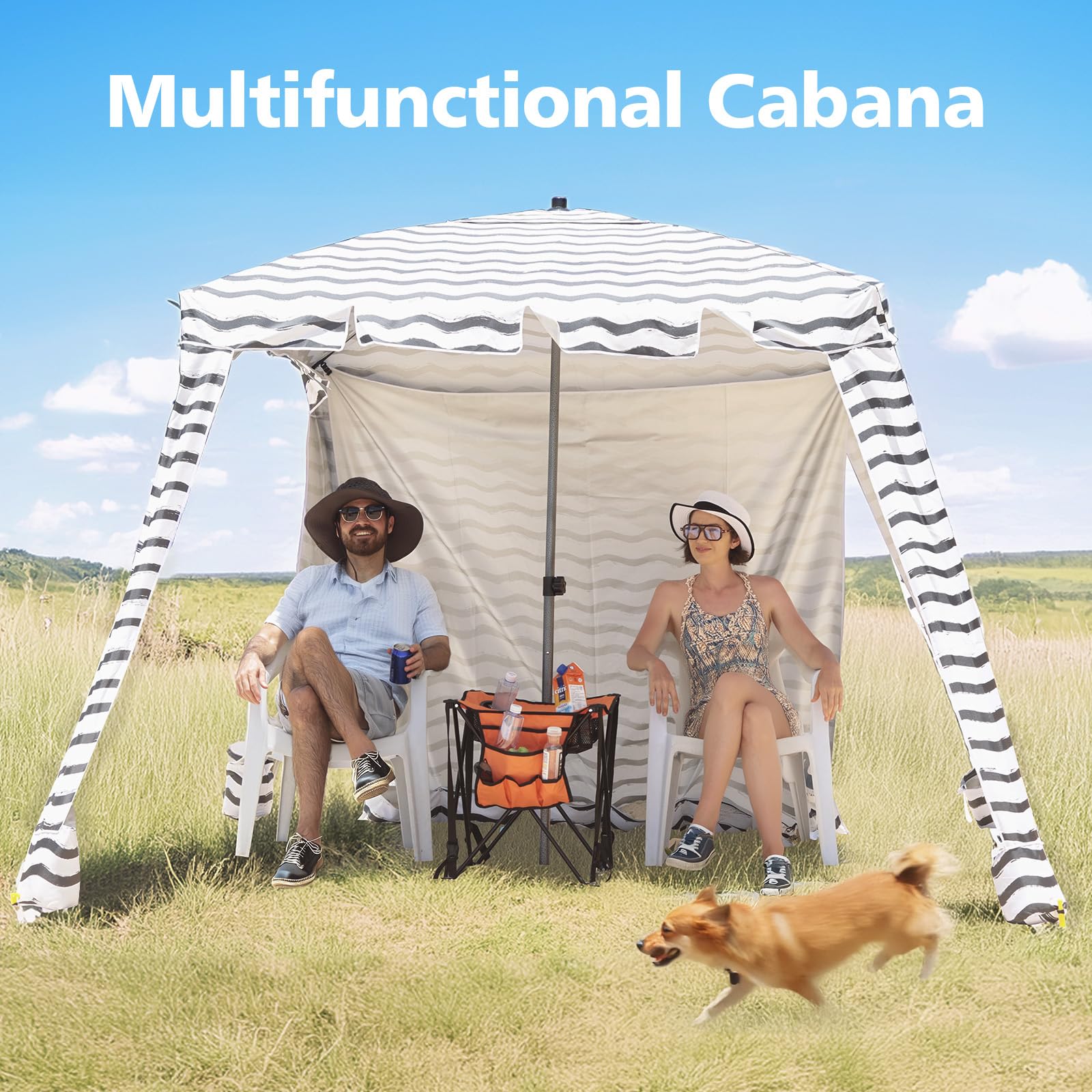 Tenda Spiaggia Pop-up Impermeabile 190T – Ombrellone Portatile Per 2 Con Picchetti E Borsa, Antivento