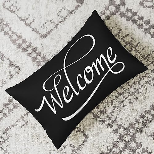 Miniatura 6 de Decoración navideña en blanco y negro, almohada lumbar negra, fundas de almohada negras, funda de almohada de bienvenida, decoración del hogar en