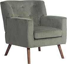 CLP Kioni Armchair with Corduroy Cover I Comfortable Padded Armchair I Up to 150 kg Maximum Load, Colour: Green