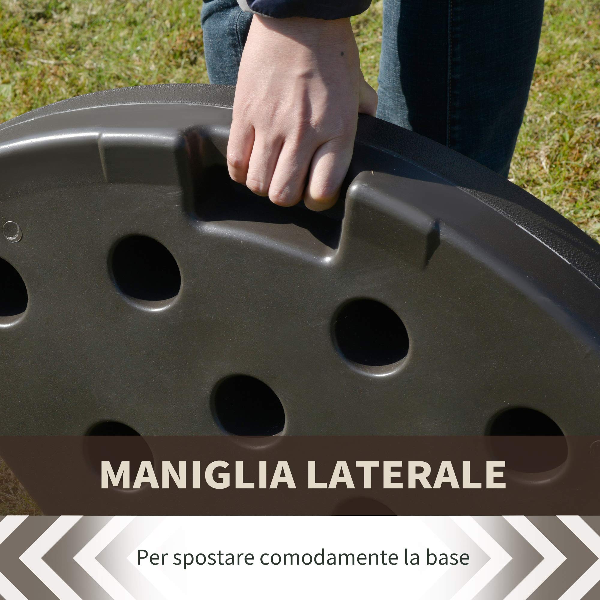 Outsunny Set di 4 Pesi per Supporti per Ombrellone 100x100x10.5cm Caffè