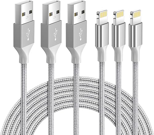 Miniatura 6 de Cable Lightning con certificación MFi, cargador para iPhone, paquete de 3 cables de carga Lightning a USB A de 3 pies compatible con iPhone 14, 13,