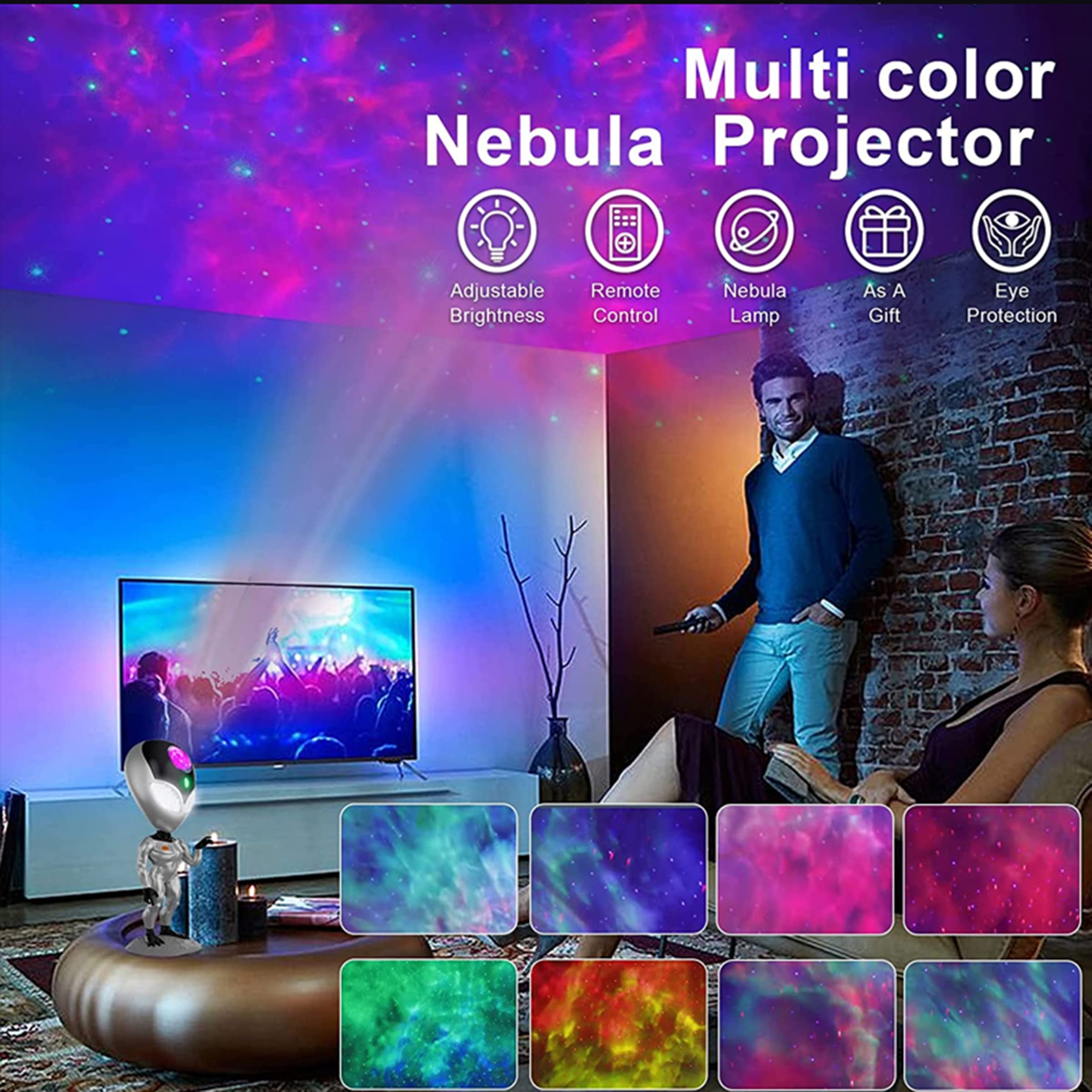 Sternenhimmel Projektor, Spaceman Sternenhimmel LED Lichter, Starry Projektor Nachtlicht, Romantische Atmosphäre Lampe 180°Drehen Perfekt für Party, Familientreffen