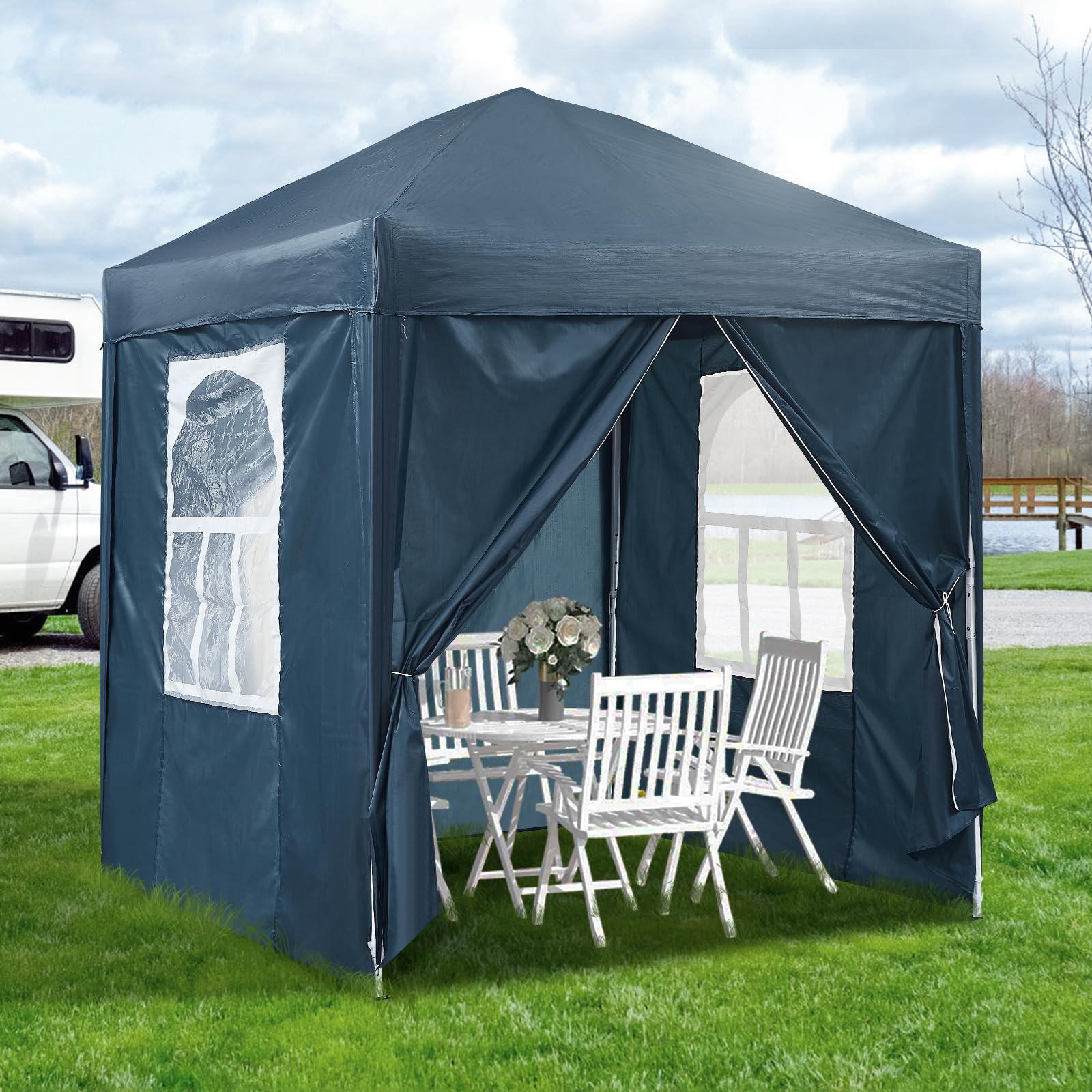 Set 2 Pareti Laterali Per Gazebo 3x3m - Oxford 210D, Con Finestra, Impermeabili E UV Resistente - Foto 10