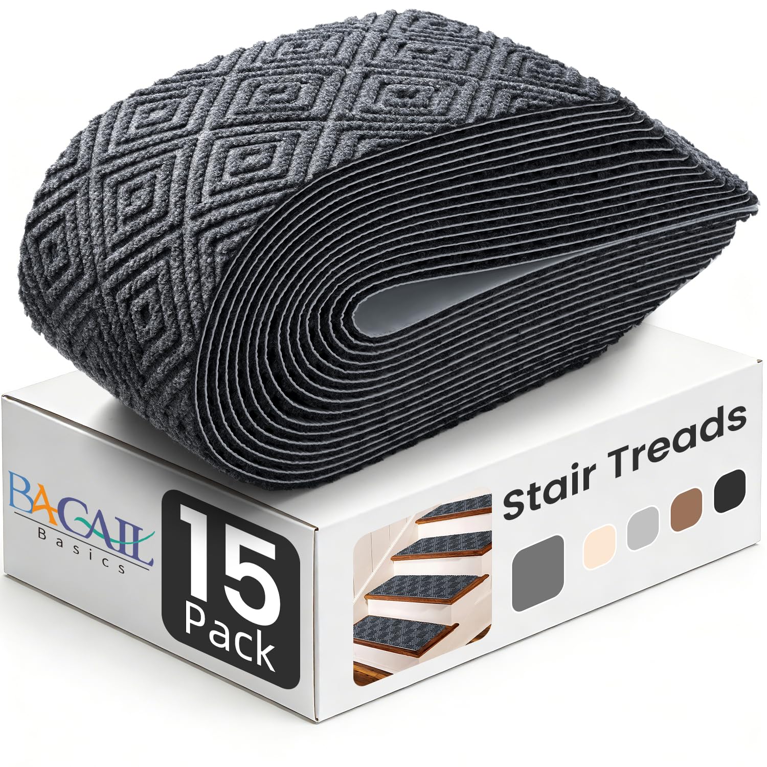 BAGAIL BASICS Dark Gray Stair Treads