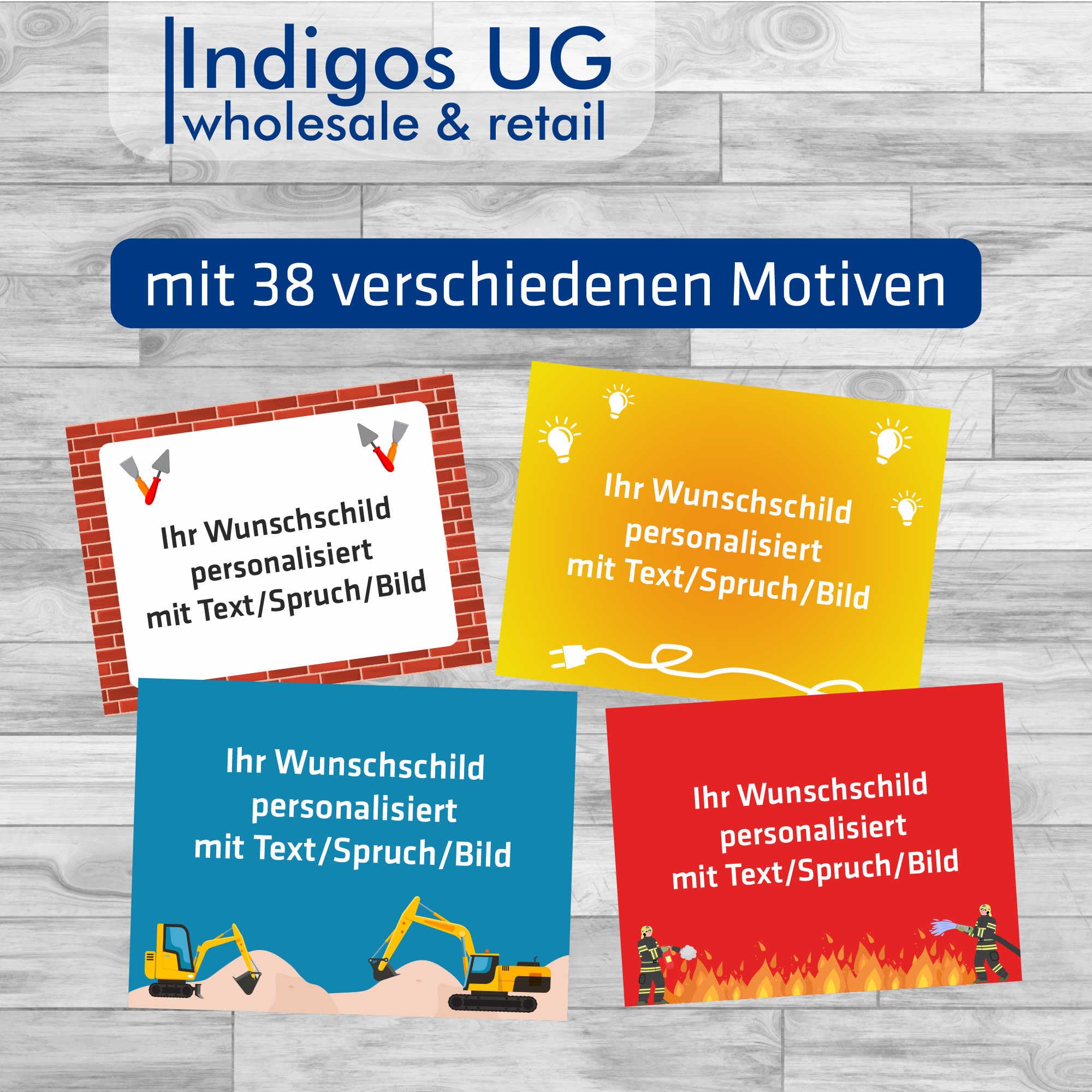 INDIGOS UG - Aluverbundplatte Schild - Beruf - Baugeräteführer - 60x40 cm - Firmenschild - wetterfest personalisiert mit Foto, Logo und Text - individuelle Schilder für Tür, Wand, Büro Garage
