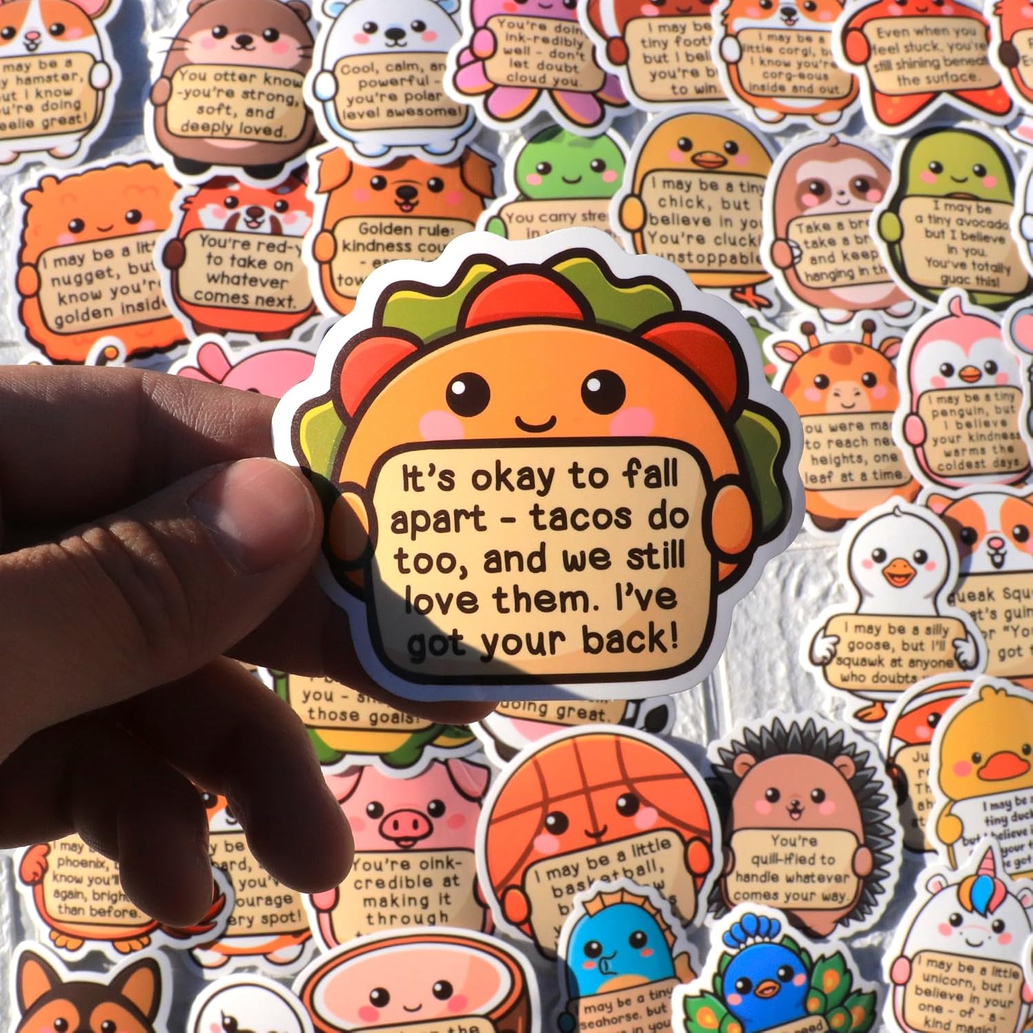 Tiny Cheer Squad 200PCS Emotional Support Animals By Puraesla - Positive Affirmation Sticker Pack, Cute Animal Vinyl for Water Bottle Laptop Computer Luggage. Inspirational Mental Health Decoration