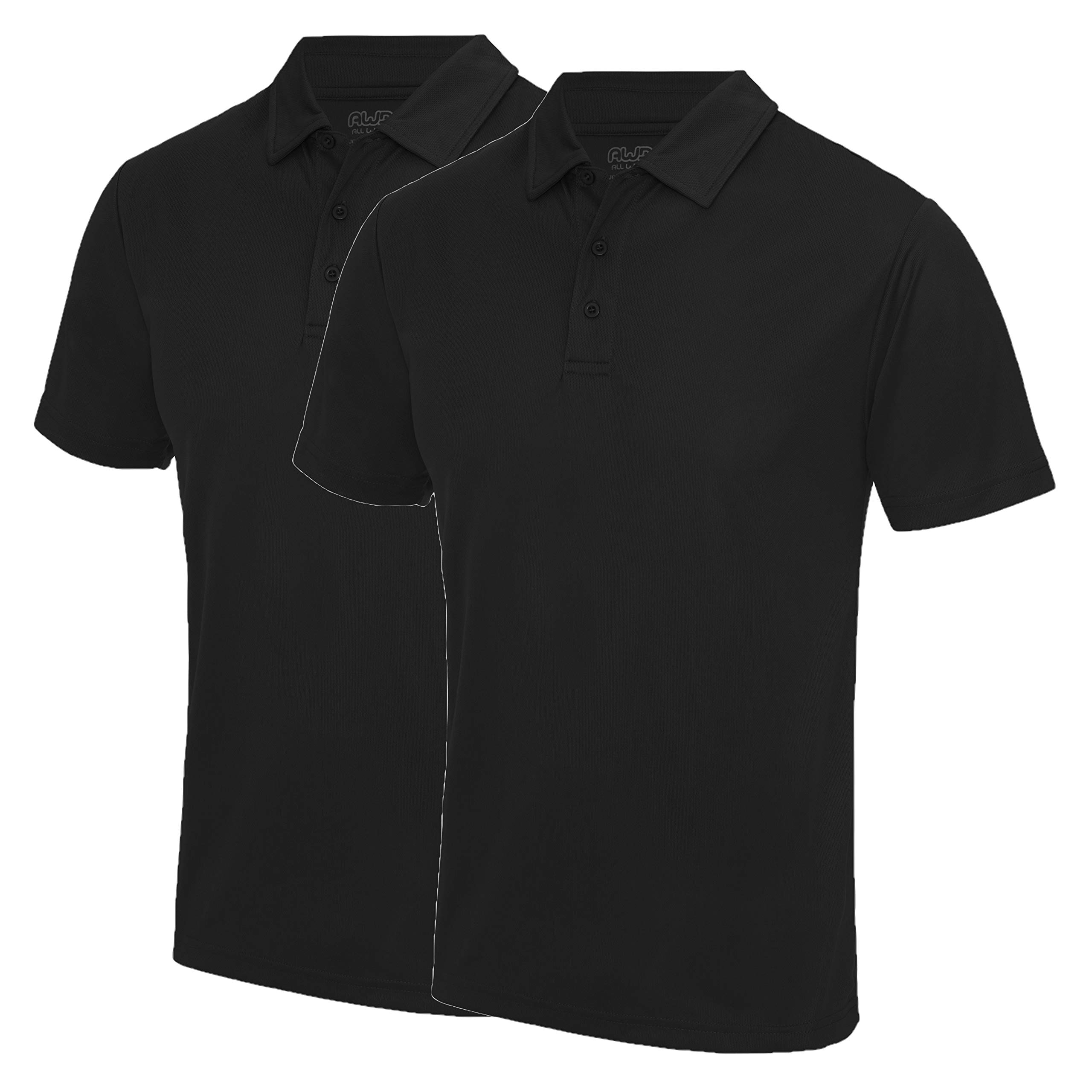 AWDis Just Cool JC040 Cool Polo Shirt 2 Pack - Jet Black - 2X-Large
