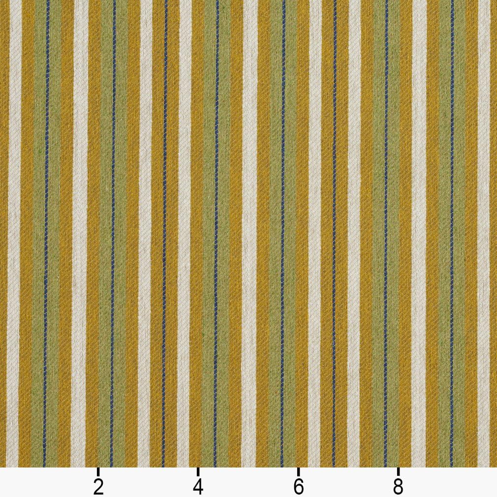 Light Green, Gold and White Striped Jacquard Upholstery Fabric by The Yard - SKU: Mitchell Spring