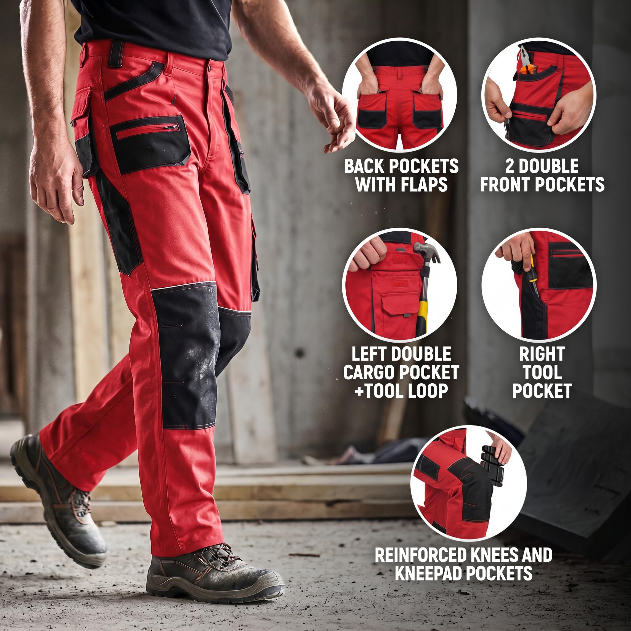 Stenso Em - Pantaloni da Lavoro - Uomo - Pantaloni Protettivi - Slim Fit