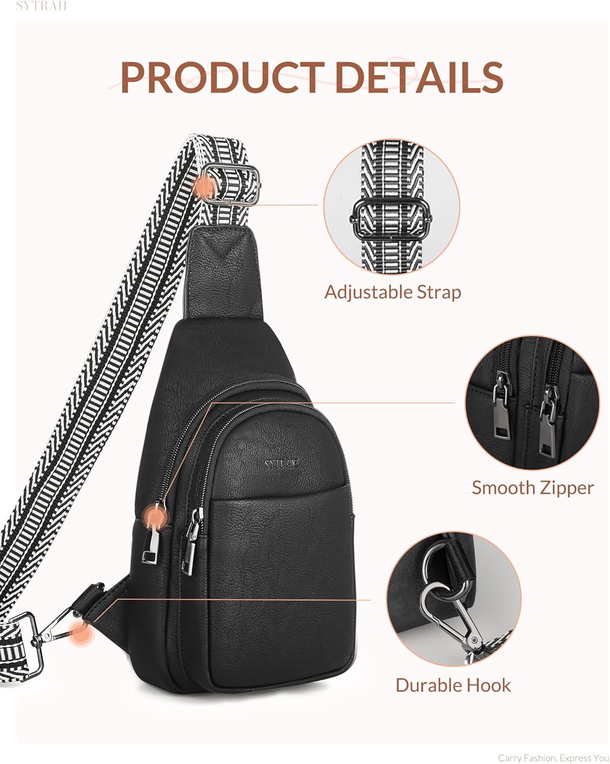 Sling Bag for Women, Crossbody Bags Purse for Women Trendy Vegan Leather Fanny Pack with Adjustable Strap - Image 6