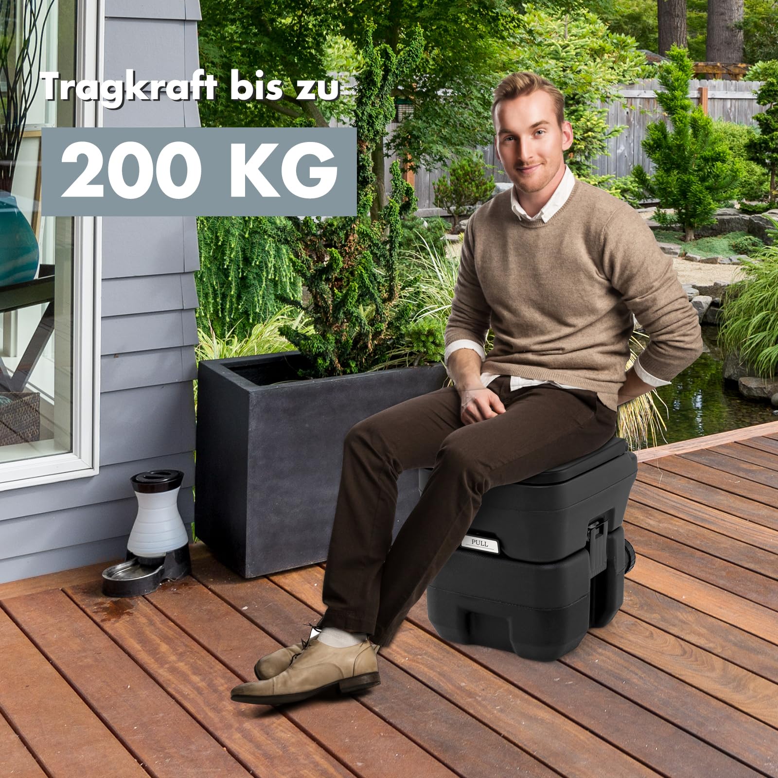 GYMAX Campingtoilette, 20L Reise-Totillete mit auslaufsicherem Toilettensitz, abnehmbarem Abwassertank & Griff, Mobile Campingklo für Reisen, Garten & Camping