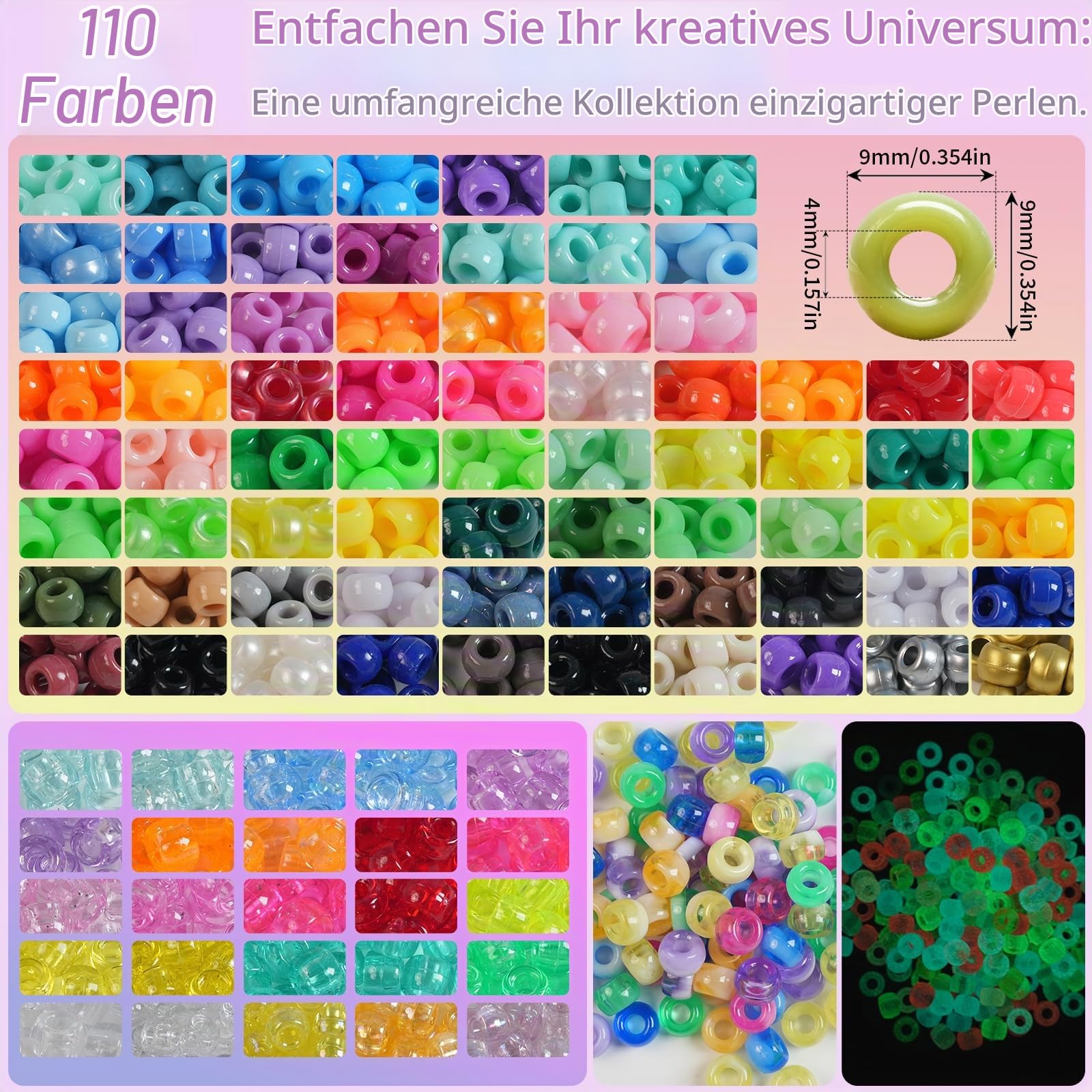 Lynnmos 6 Boxes Pony Perlen für Armbänder, 4400Pcs 110 Colors Armbänder selber machen Jewelry, Perlen zum Auffädeln DIY Bastelset mit Buchstabenperlen, Geschenk für Mädchen und Teenager