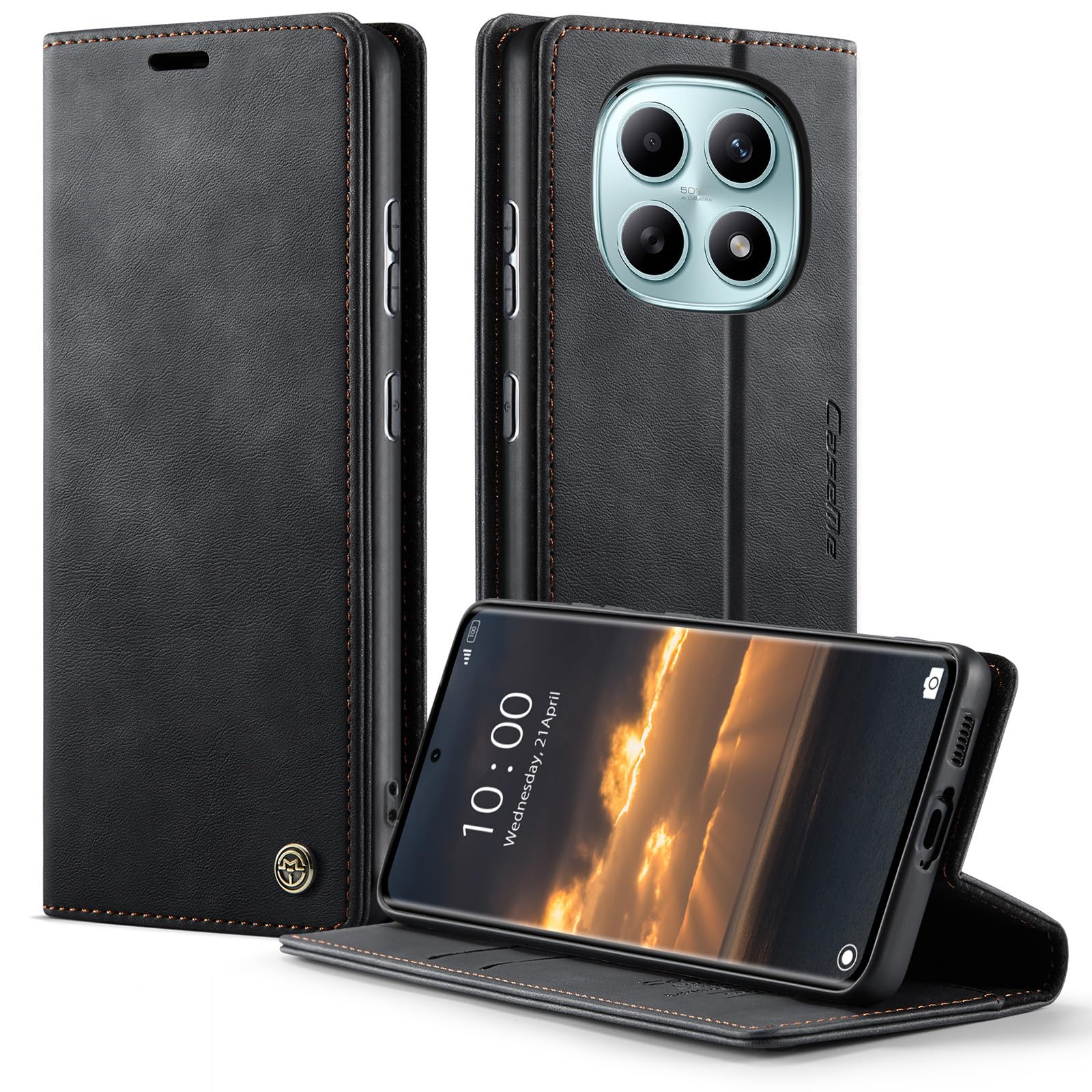 Funda para Xiaomi Redmi Note 15 4G/5G,Funda Avanzado PU Piel [Bloqueo RFID][Tarjetas y Billetera][Soporte Plegable][Cierre Magnético] Antigolpes Libro Case Carcasa para Redmi Note 15 -Negro