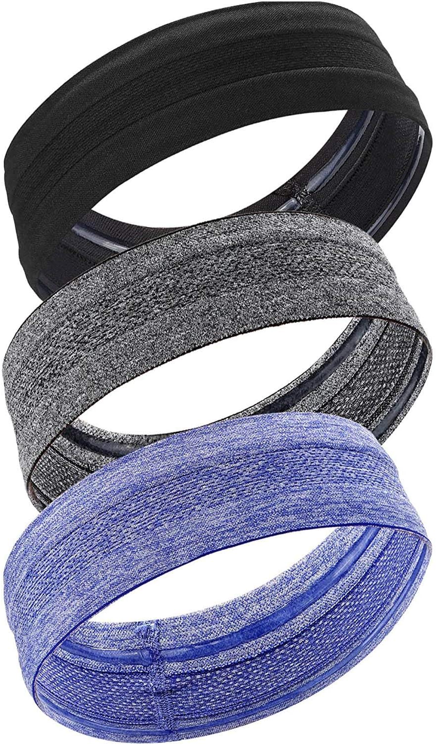 3 Pack,Women's Exercise Sweatband Fitness Soft Headbands Men's Sports Headwear for Yoga/Pilates/Dancing/Running/Cycling/Travel/Basketball