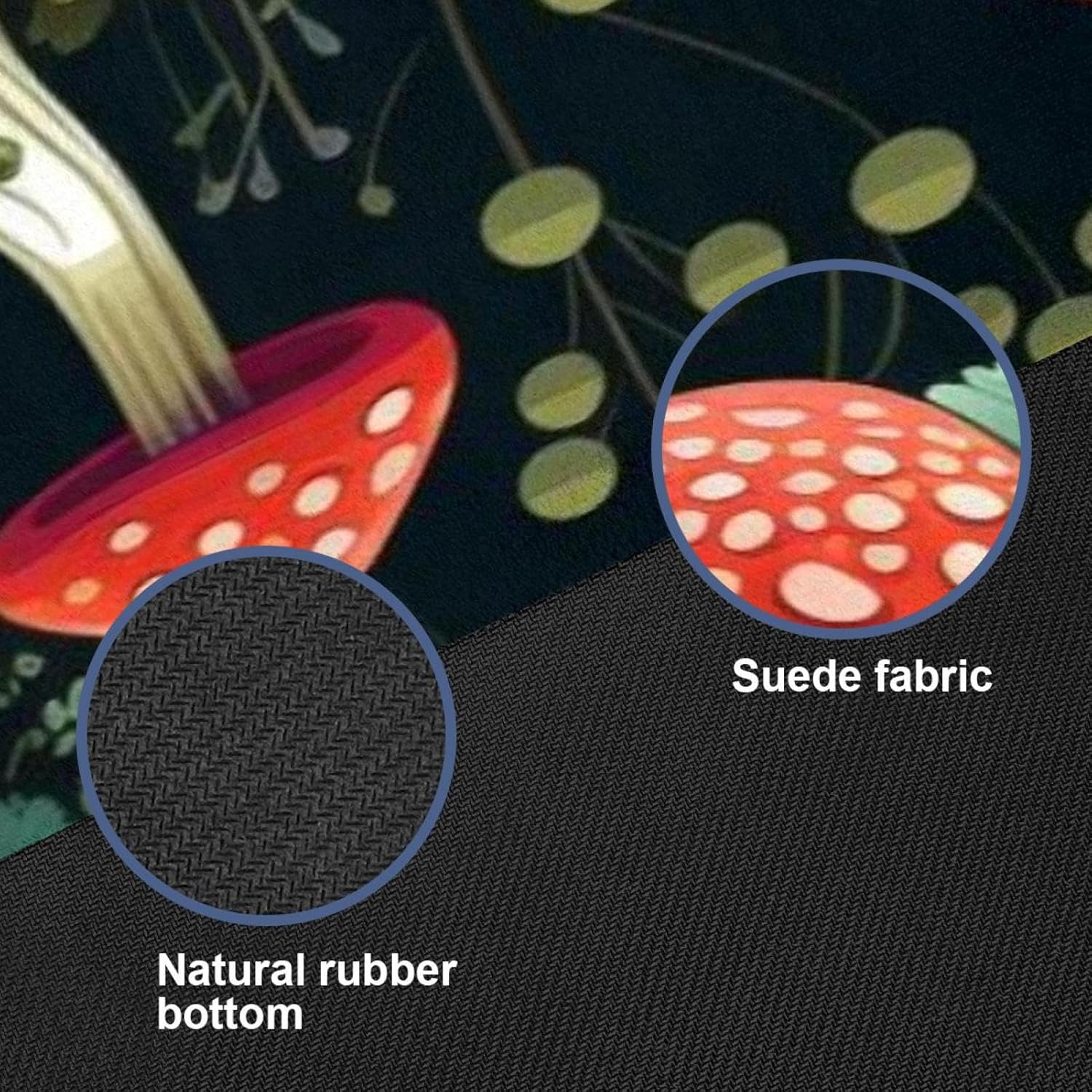 Yoga Towel, Mushroom Pattern Non Slip Sweat Absorbent Hot Yoga Mat Towel for Hot Yoga, Pilates and Fitness - 72.8" x 26.8"