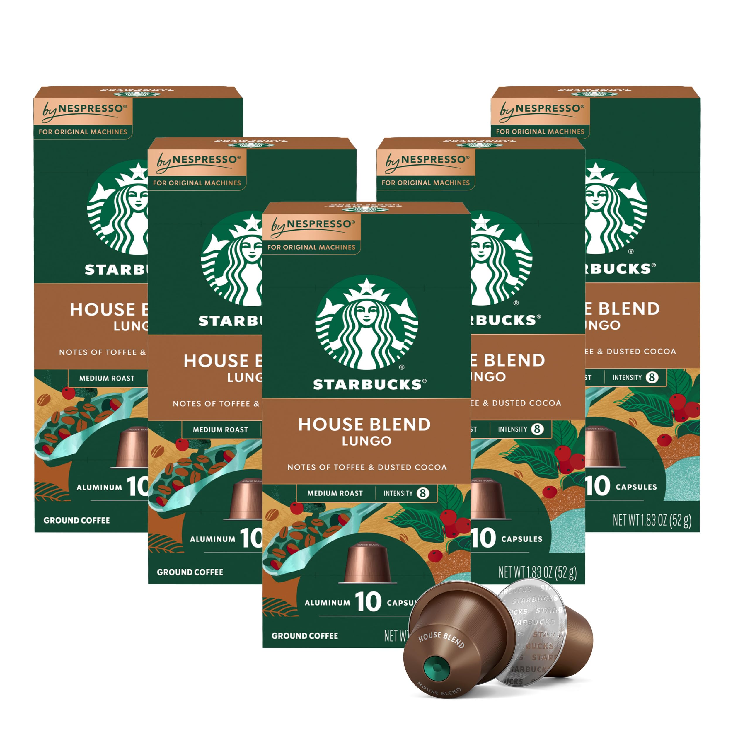 Starbucks by Nespresso Original, House Blend Coffee, 50-count | Medium Roast Coffee Espresso Pods