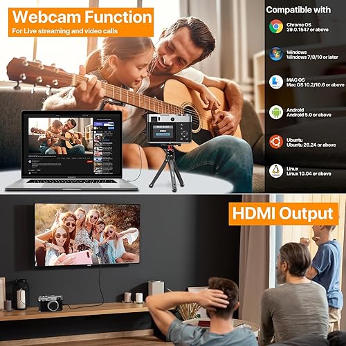 Miniatura 7 de Cámara digital 5K con cámaras delanteras y traseras para fotografía, cámara de video con visor de enfoque automático UHD 5K Vlogging Cámara para