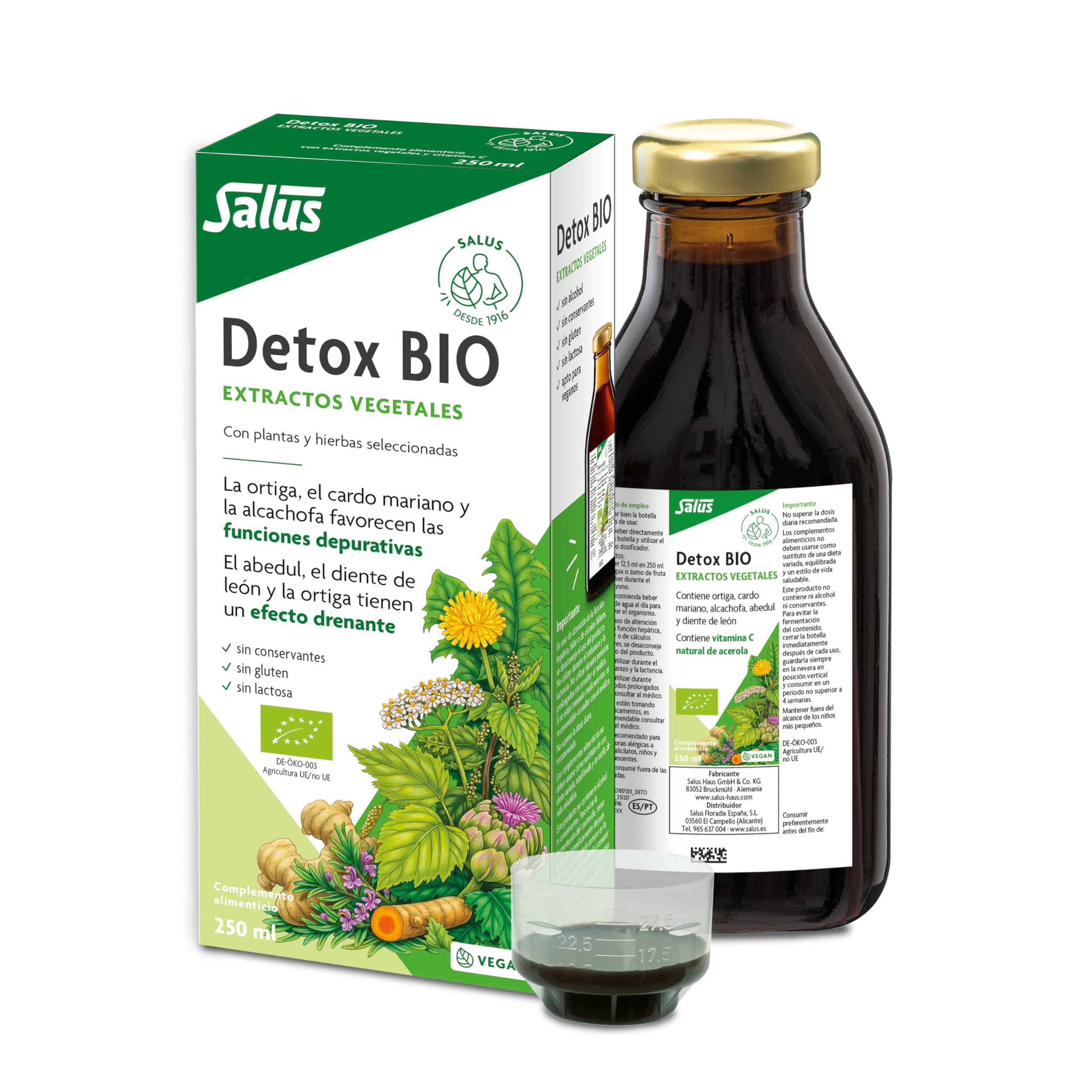 Salus – Detox Bio Fórmula Herbal, en Formato de 250 ml, con triple acción Depura