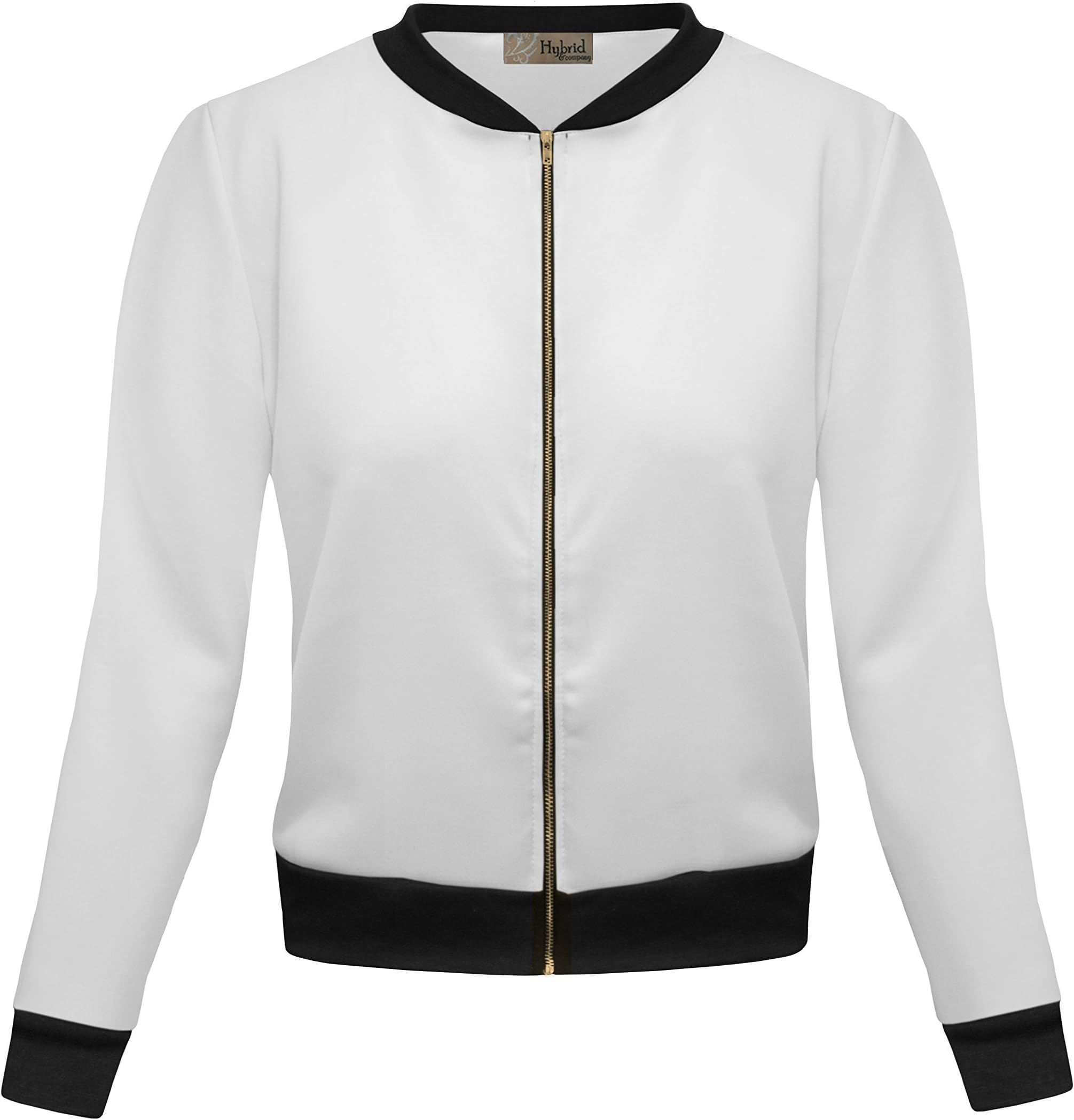 Hybrid & CompanyWomen's Fashion Color Casual Office Comfy Zip Up Bomber Jacket Made in USA