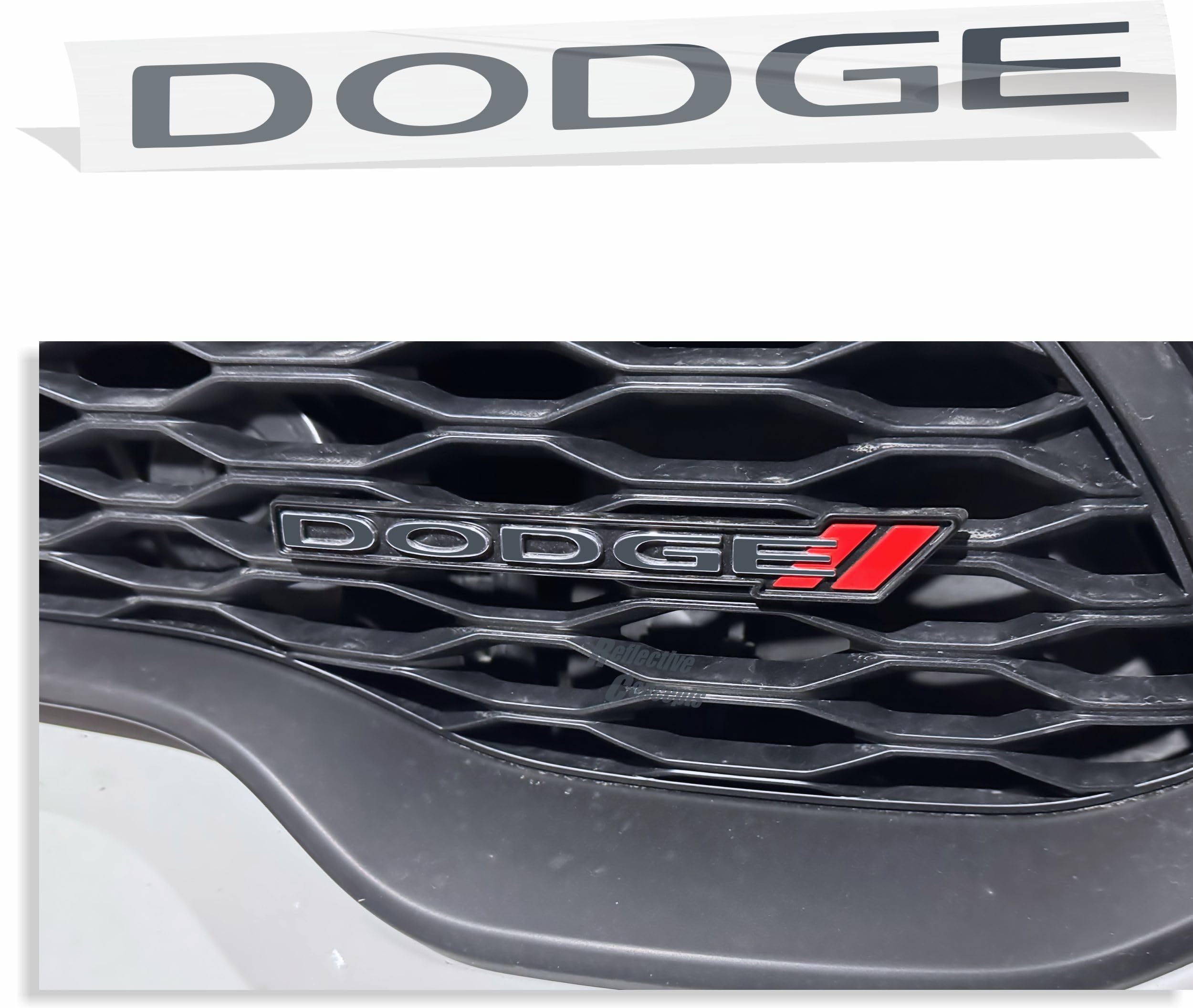 Dodge Grille Emblem Overlay Decal - 2013-2026 Durango - (Color: Reflective Black)