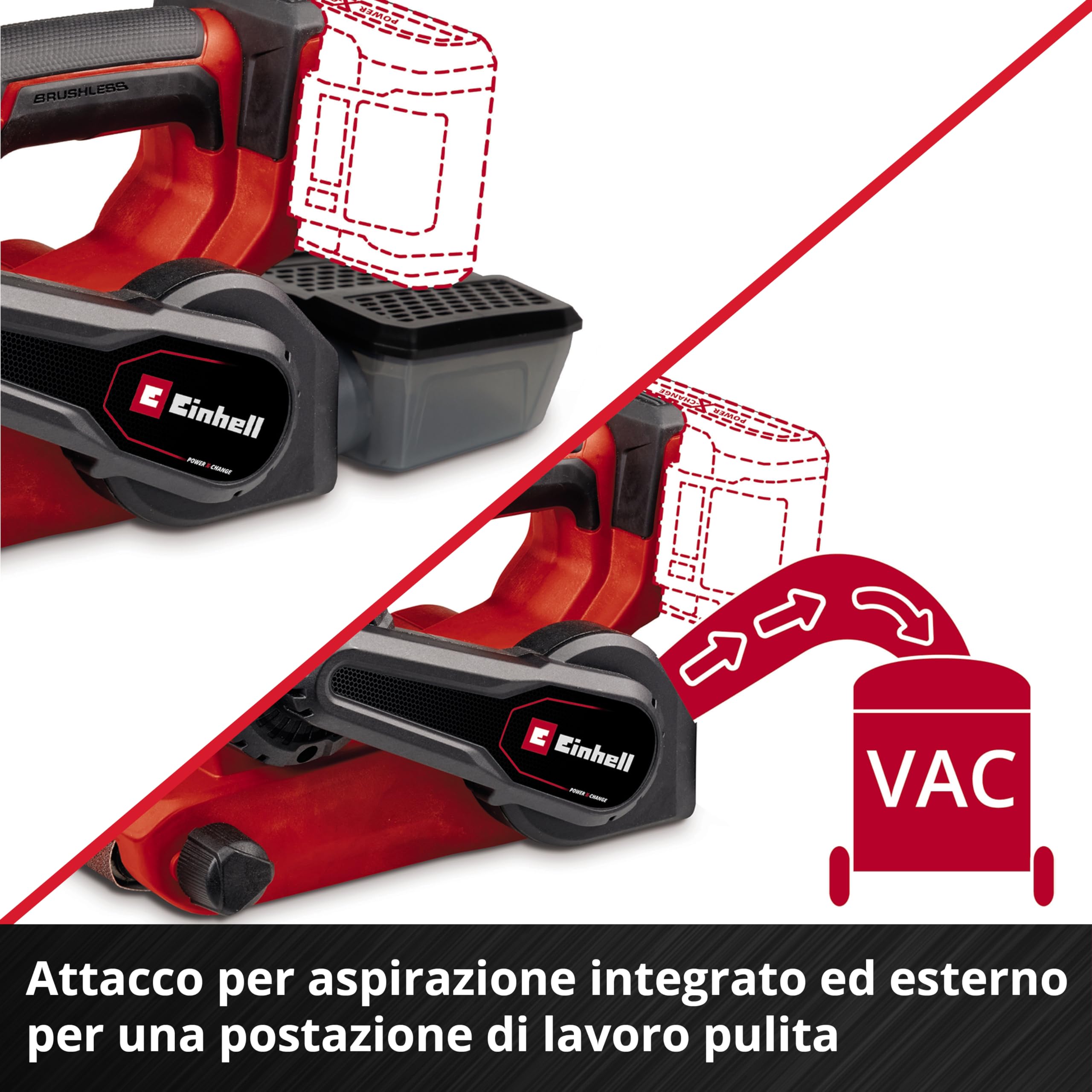 Levigatrice a batteria TP-BS 18/457 Li BL-Solo Power X-Change Einhell 18 V Brushless 3 nastri abrasivi 457x75 mm