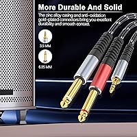 Vista 4 de Cable divisor en Y estéreo de Lightning a dual de 6,35 mm 1/4" TS mono, cable de audio 3 en 1 a dual de 1/4 pulgada, compatible con amplificadores