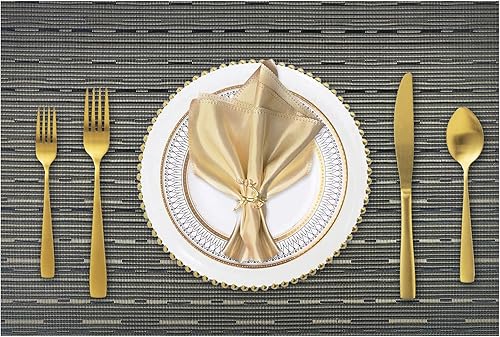 Juego de 4 manteles individuales resistentes al calor para mesa de comedor, manteles individuales de vinilo tejido, fáciles de limpiar, lavables, 18