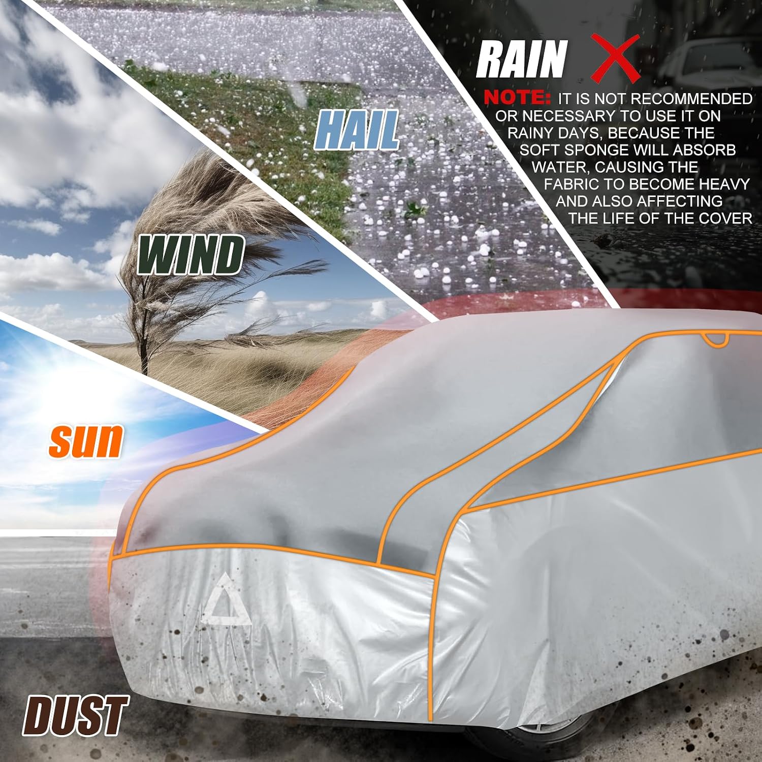 Specialized Hail Protector Truck Cover, Multi-Layered Car Hail Blankets Protector Cover with 5mmThick High Density EVA Cushioning Foam Pad and Reflective Stripes for 220-235 inch Truck