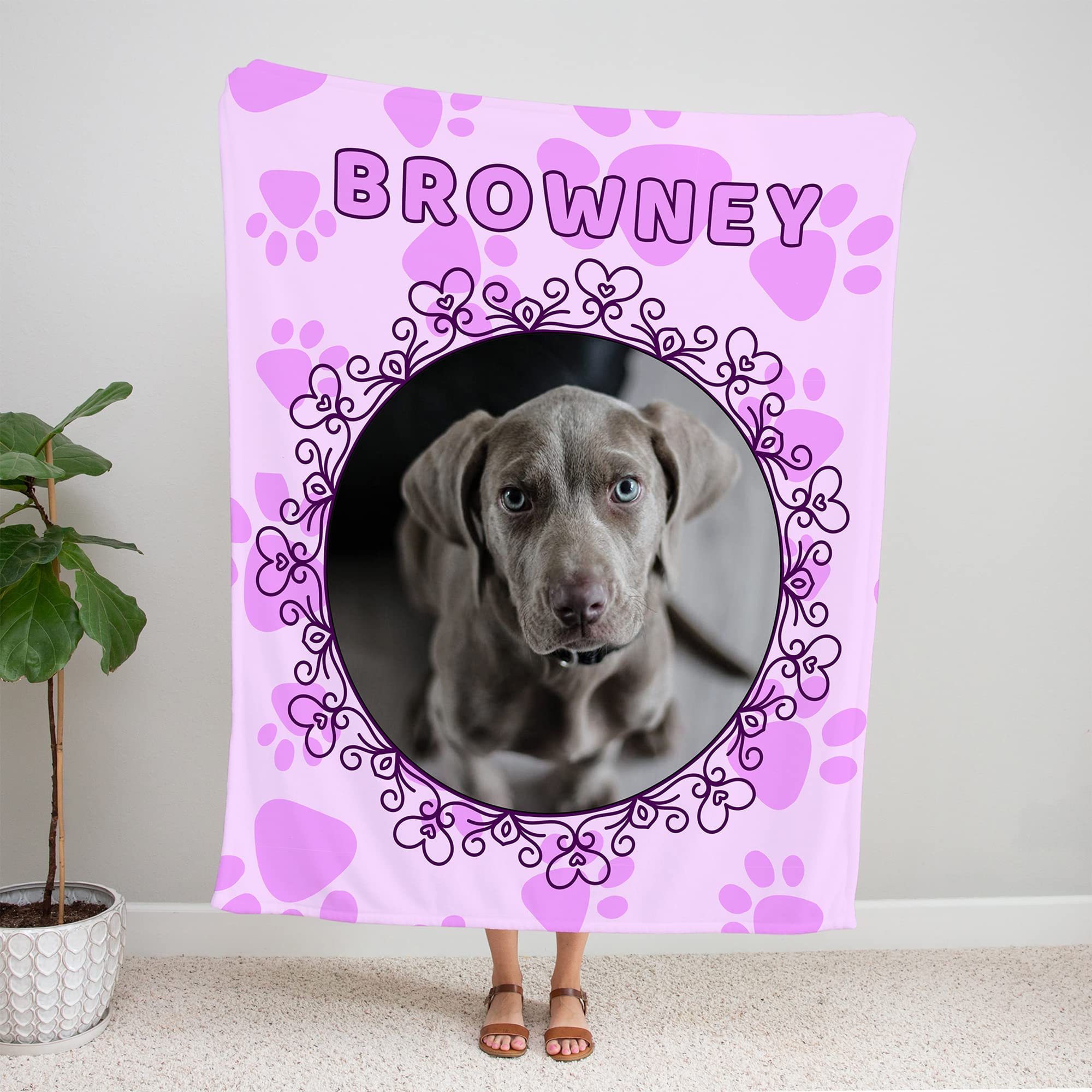 Couverture de chien photo personnalisée cadeau amoureux des animaux de compagnie Couverture personnalisée pour chien violet Couverture en polaire douce Couverture pour amoureux des chiens Cadeau