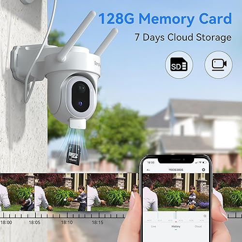 Miniatura 8 de BondFree 2K Solar Security Cameras Wireless Outdoor with 14 Spotlights, IP65 Waterproof, Night Vision,Alarm, 2-Way Audio, PIR Detection, 2.4GWiFi