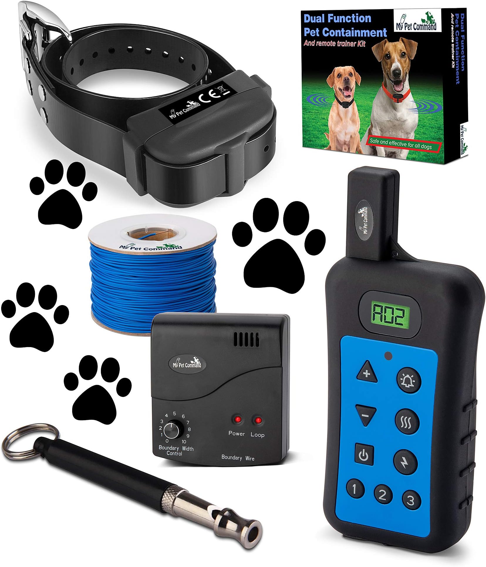 My Pet CommandWireless Underground Dog Fence System, Dual Function With Remote Dog Training Collar System Safe Pet Containment Waterproof Shock Collar Extra Thick Durable Polyolefin 13 AWG Wire Fence