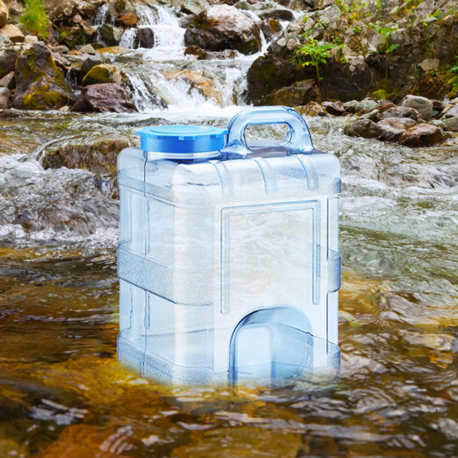 Botella Portátil para Agua Envase Contenedor Balde con Tapa PC Alimentario Fácil de Limpiar Manija Robusta Adecuado para Camping Excursiones Hogar