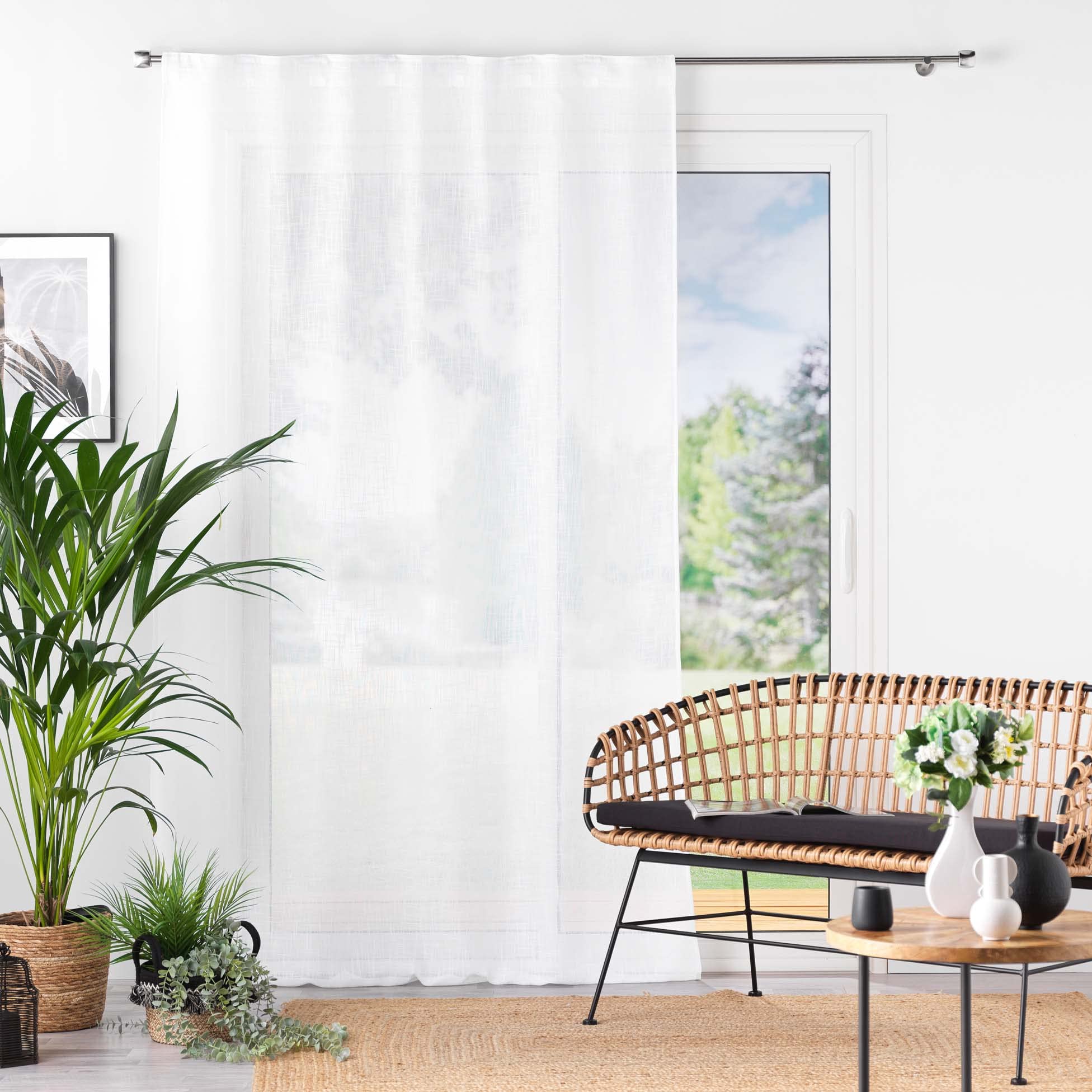 Douceur d'Intérieur, Haltona 140 x 240 cm Linen Look Curtain with Concealed Loops - White, W 55.1" x L 94.5" (1 Panels) - Image 2