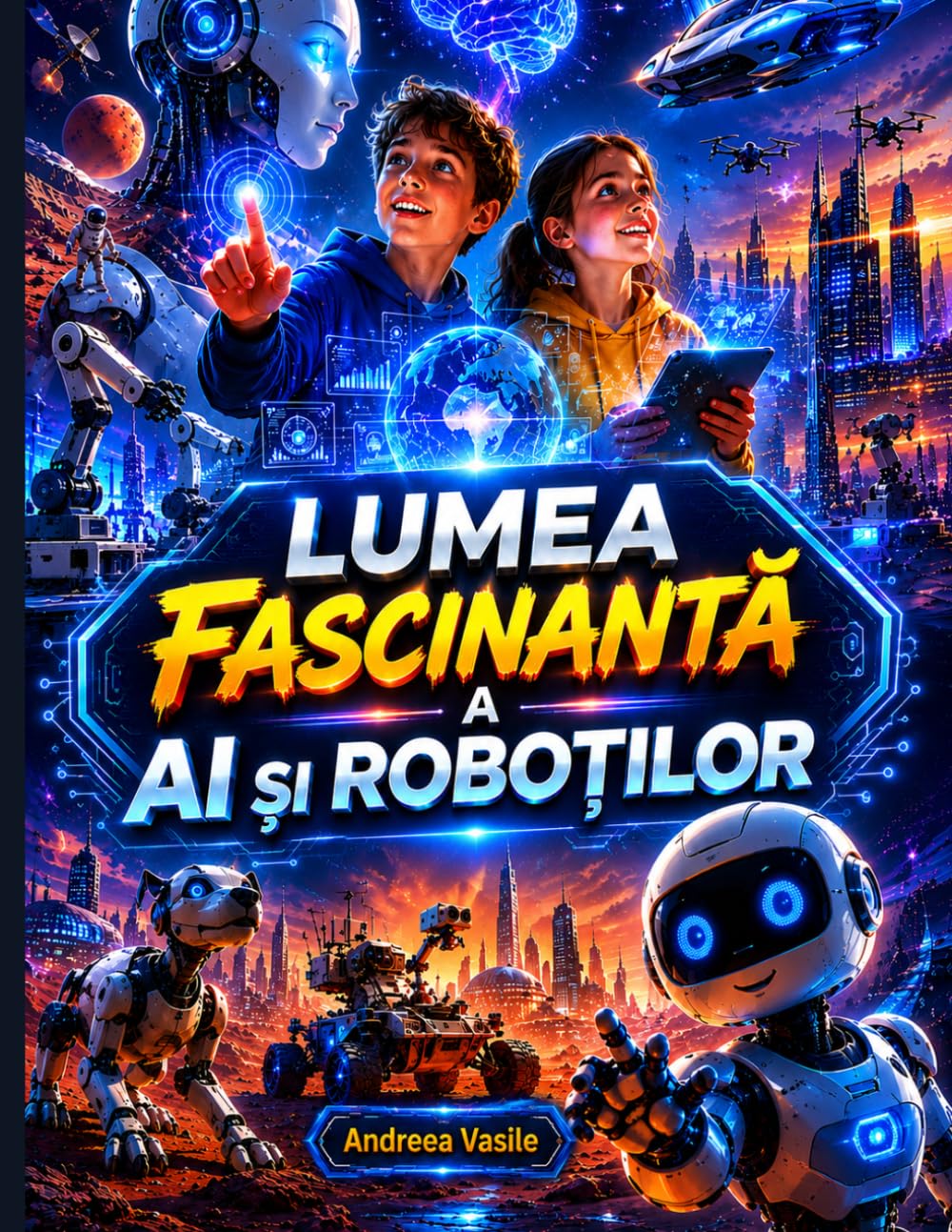 Lumea fascinantă a AI și Roboților: Ghid educativ ilustrat despre inteligența artificială, roboți și tehnologia viitorului pentru copii de 9 până la 12 ani
