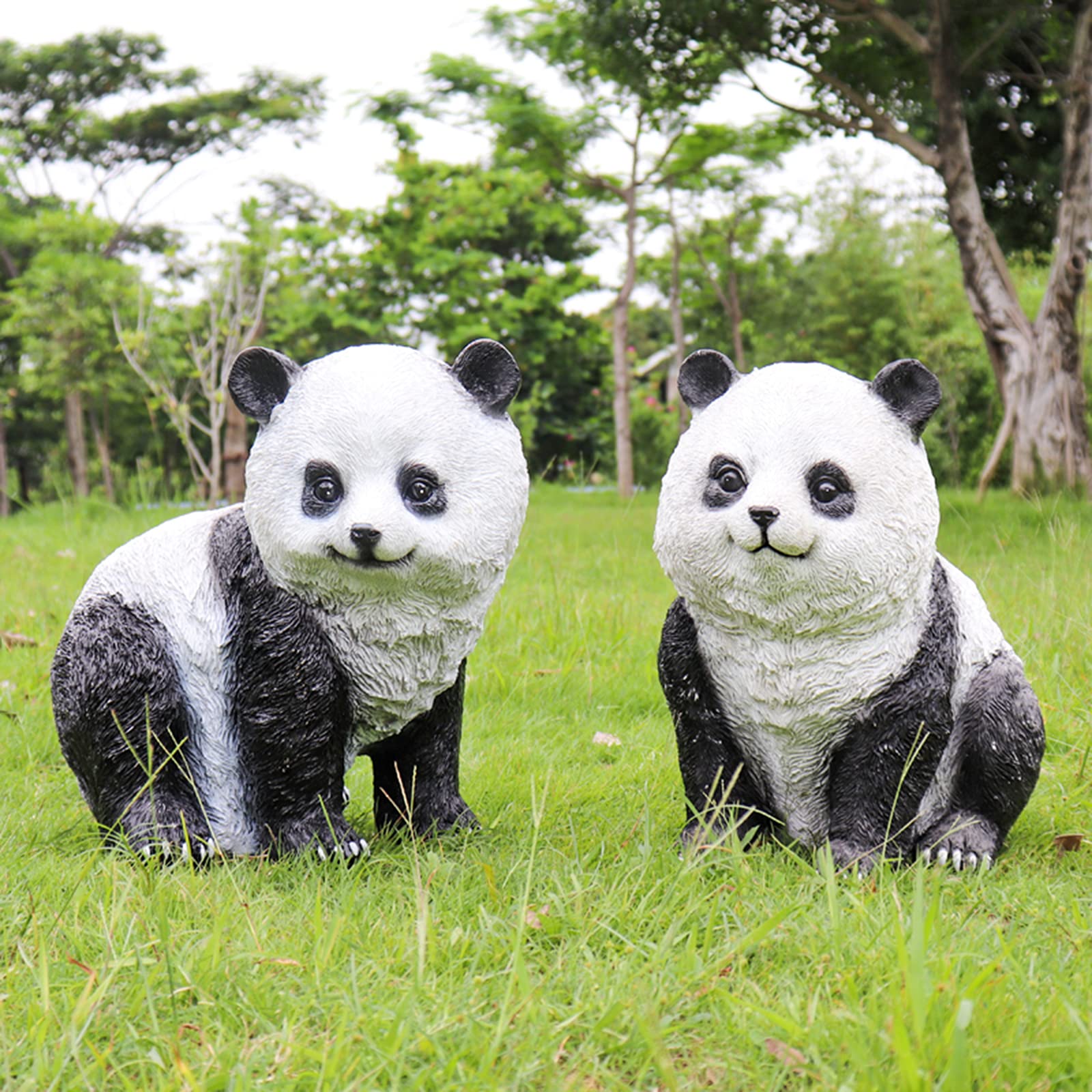 Garten Großer Panda Statue,Outdoor Tier Schwarz-weißer Bär Skulpturen Für Rasen Hof Terrassen Dekoration,Wild Lebende Landschaft Sverzierungen,F