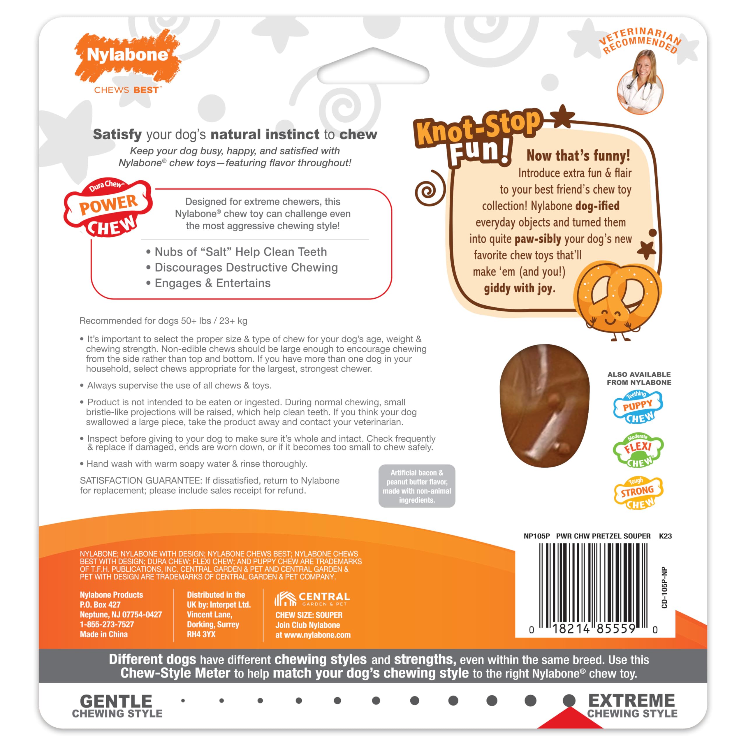 Nylabone Precel zabawka dla psa - Power Chew Dog Toy dla agresywnych gryzaków - boczek i masło orzechowe mały/regularny