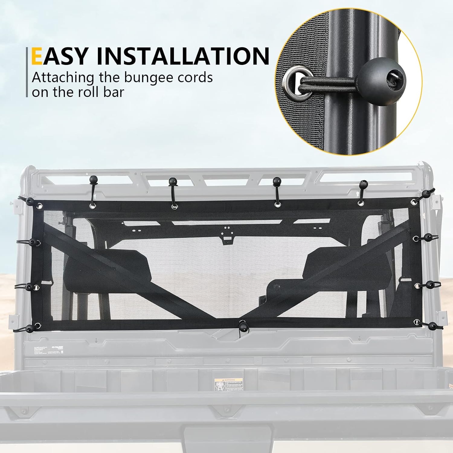 UTV Ranger Soft Rear Window Net Mesh Sunshade Compatible with Polaris Ranger XP / Ranger Crew XP 1000 2017 2018 2019 2020 2021 2022 2023 2024 2025 Sun Shade UV Protection Accessories