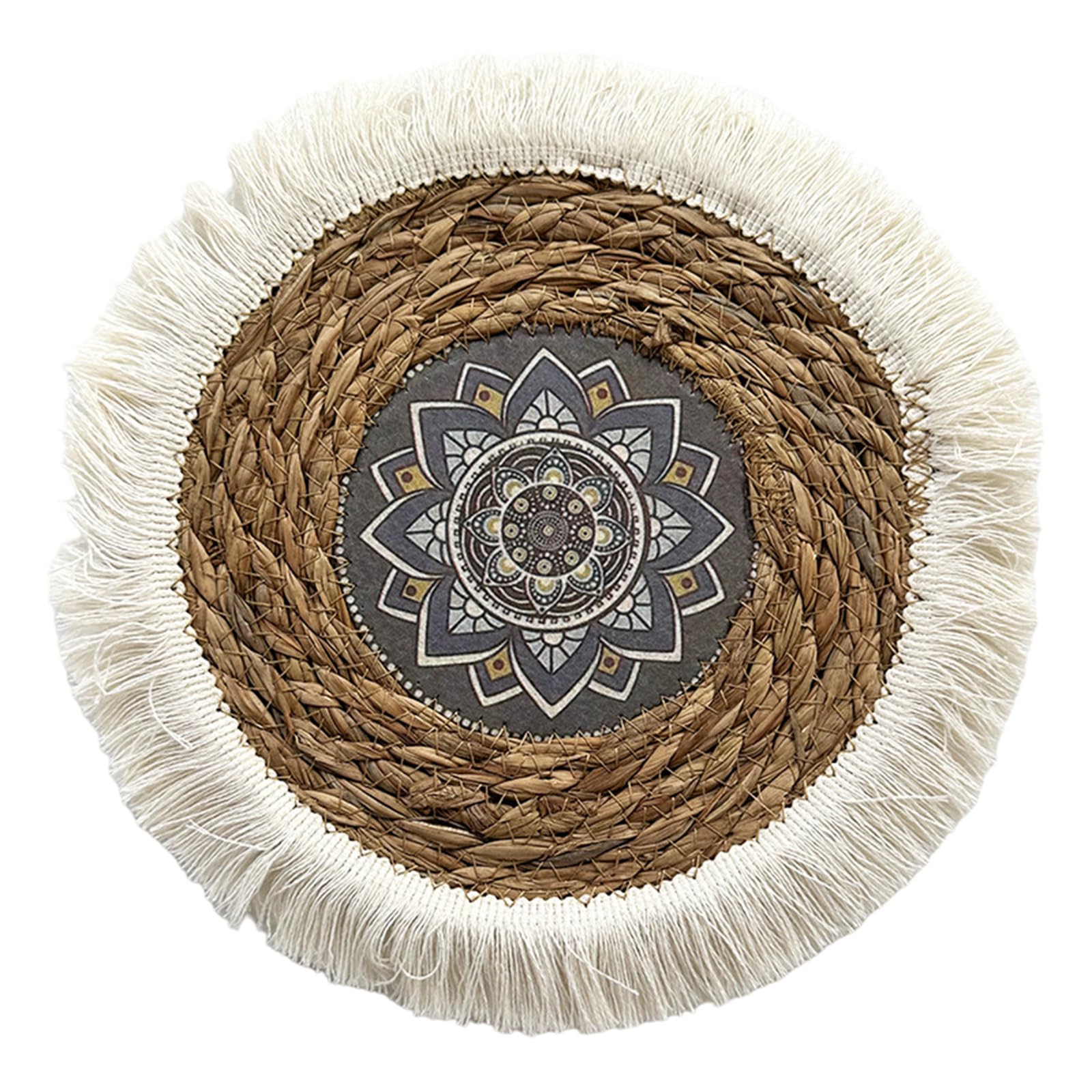 YPBEW Beautiful Grass Weave Panel Unique Hangings Rattan Plate Wall Decorations Straw Rattan Round Basket Decorations Unique Wall Hangings