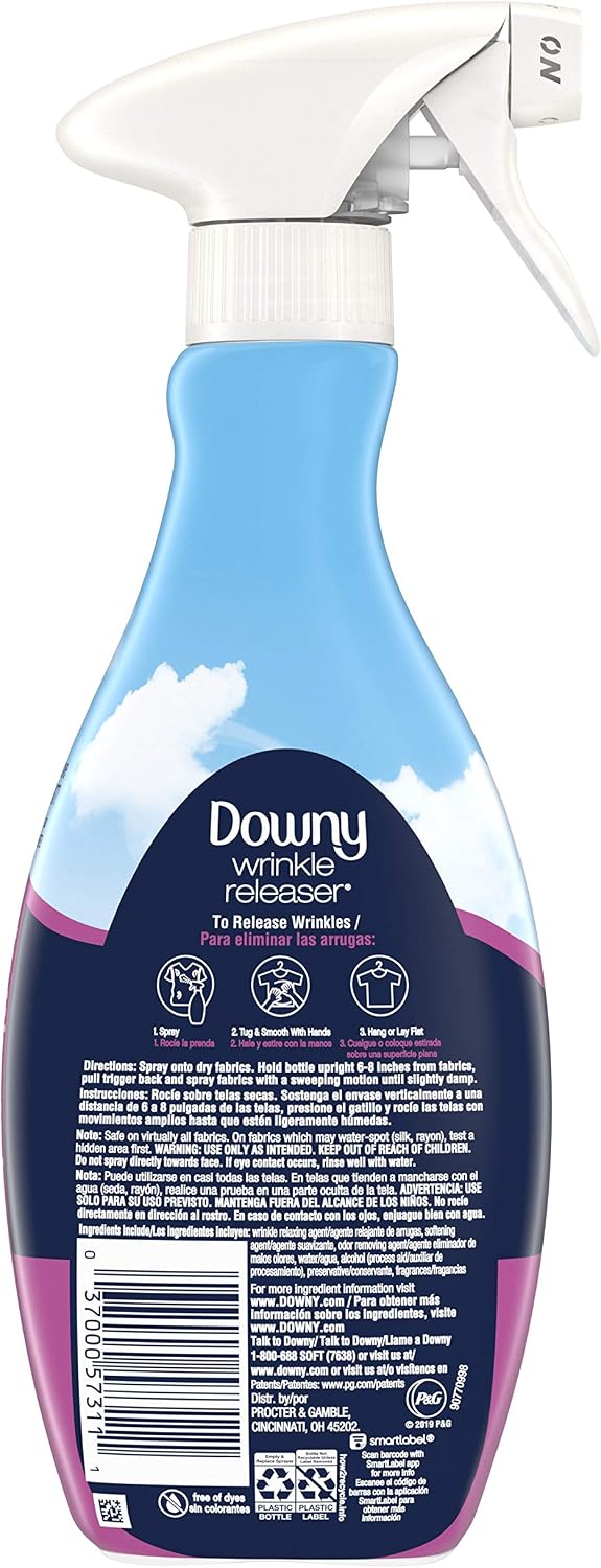 Downy Wrinkle Release Spray Plus, Static Remover, Odor Eliminator, Steamer for Clothes Accessory, Fabric Refresher and Ironing Aid, Light Fresh Scent, 16.9 Fluid Ounce (Pack of 4)