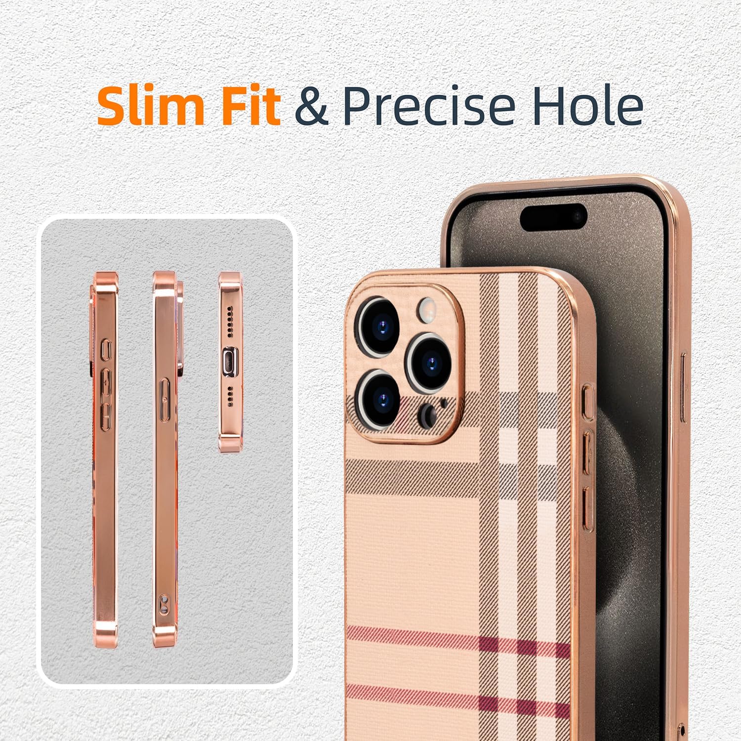 Phone Case for Apple iPhone 15 Pro Max, Fashion Leather Designer Phone Case, Soft TPU Drop Protection Shockproof Protective Phone Holder Women (for iPhone 15 Pro Max) - Image 4