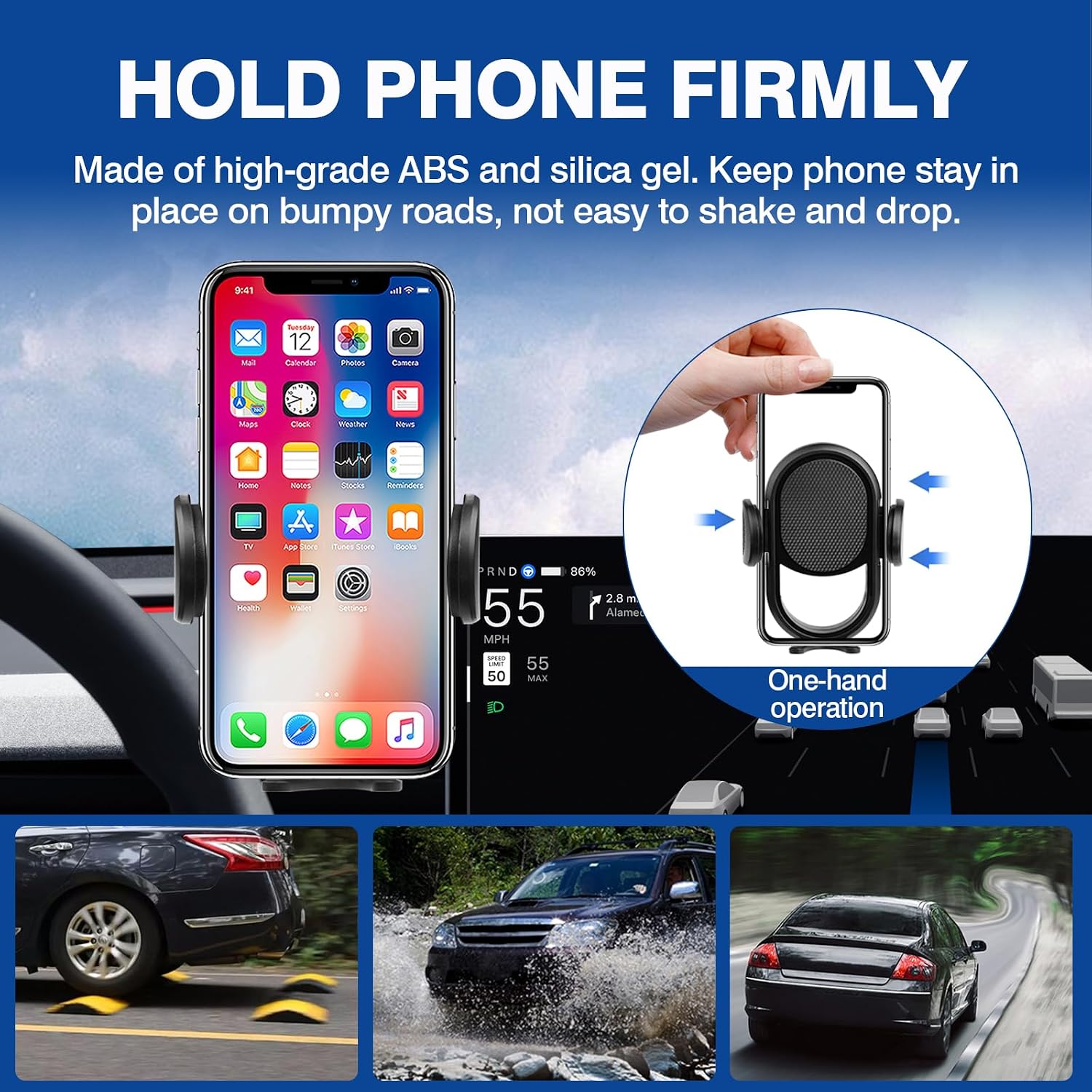 Autorder Car Phone Holder for 2024-2026 Tesla Model 3/2025-2026 Model Y(Juniper) Accessories Phone Mount 15.4-Inch Screen with Dash Organizer Cell Phone Automobile Cradles Hands-Free 360° Rotation