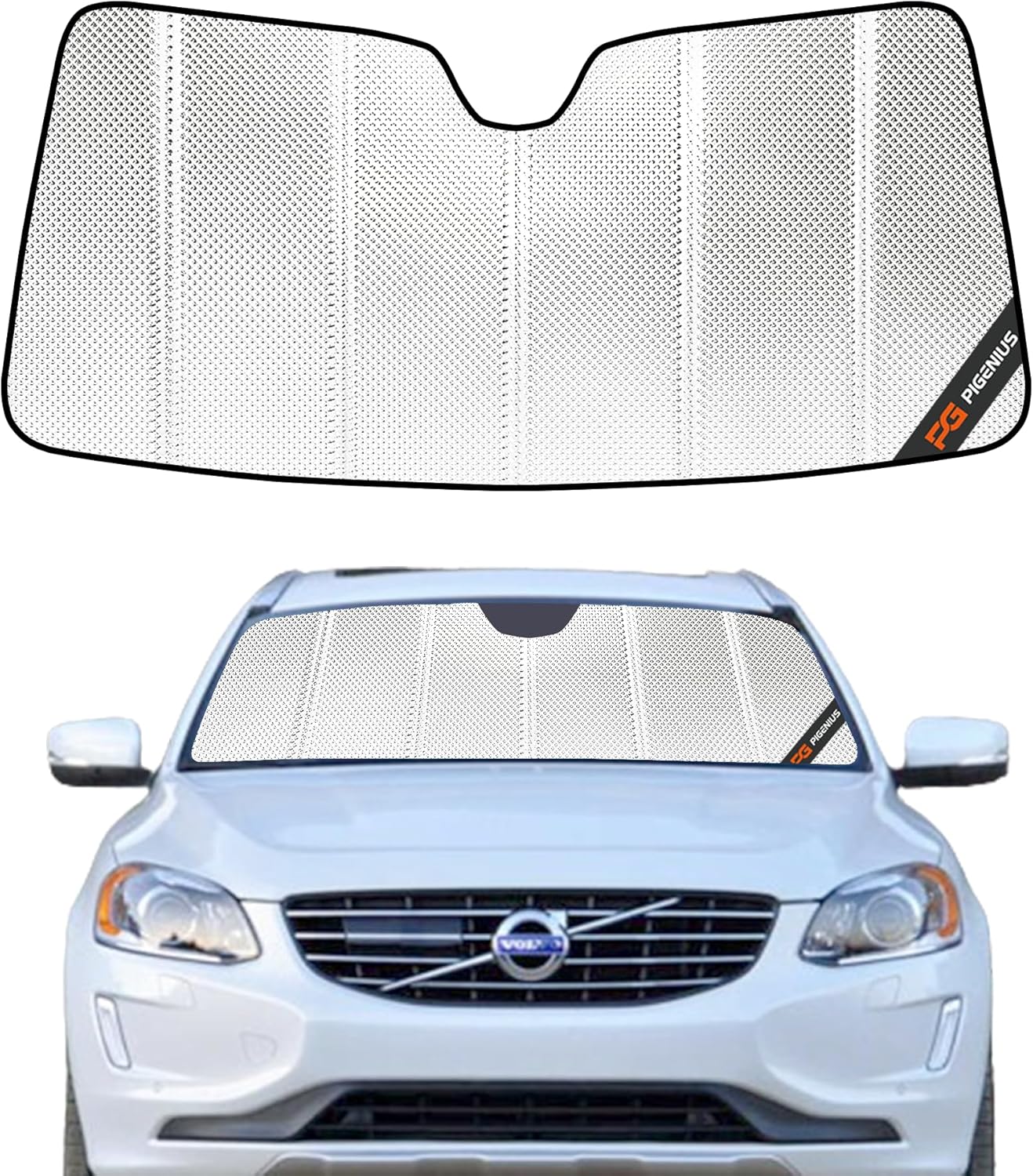 Windshield Sun Shade for Volvo XC60 2010-2017. Reflective Aluminum Film Front Window Sunshade - BLAZBLOCK