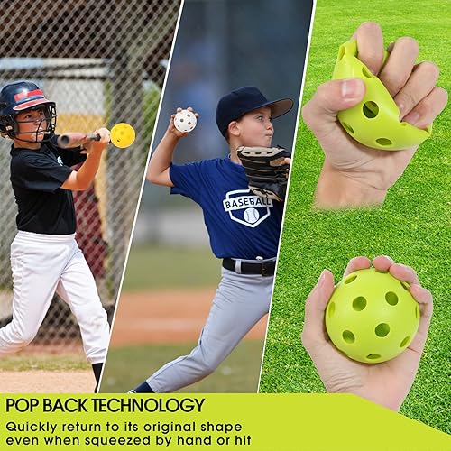 Miniatura 4 de Avesfer Pelotas de béisbol de práctica antigrietas Pelotas de béisbol de plástico suave para entrenamiento de bateo en interiores y exteriores,